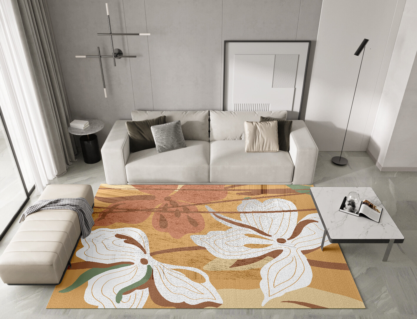 Frasera Field of Flowers Rectangle Hand Knotted Bamboo Silk Custom Rug by Rug Artisan