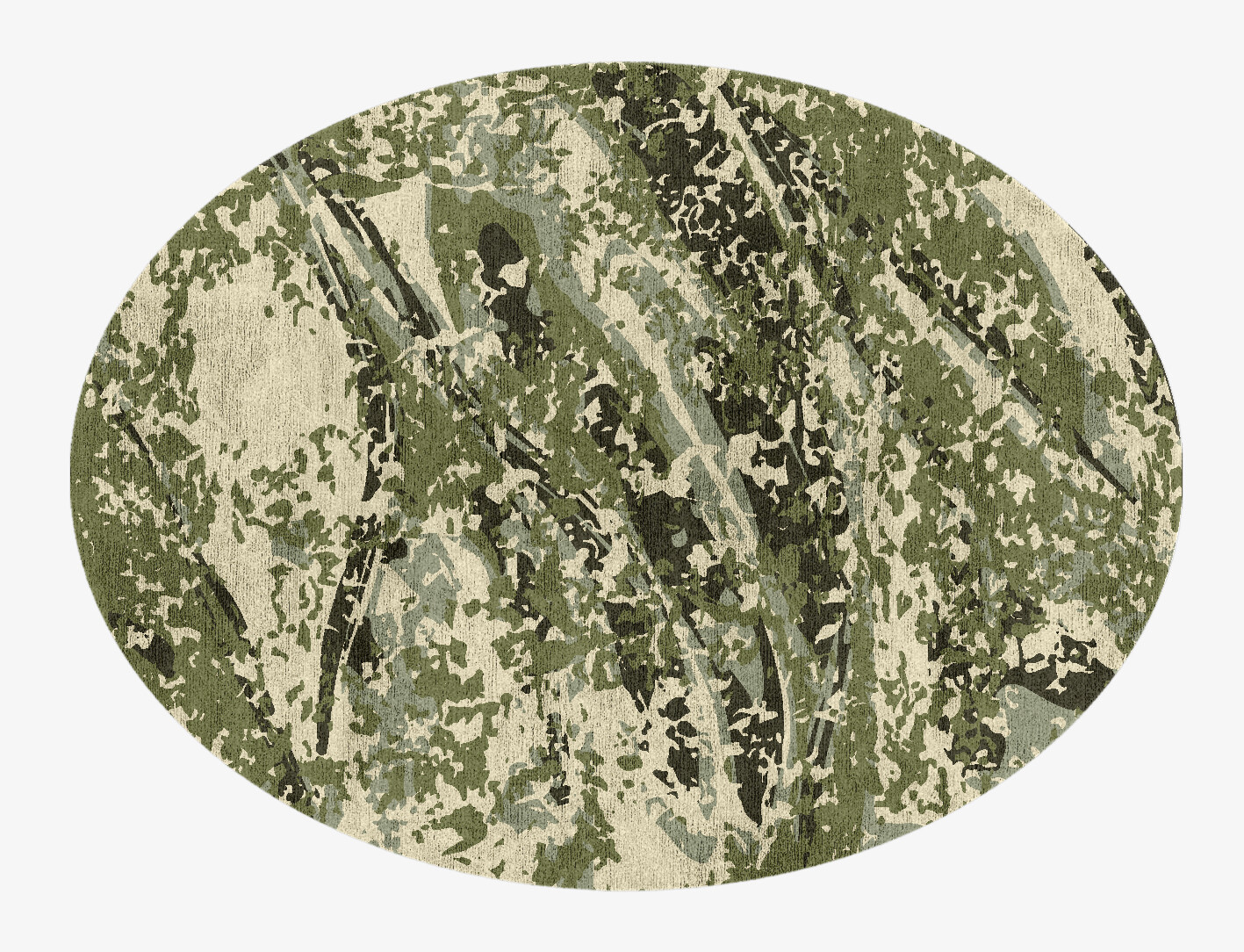 Frenzy Surface Art Oval Hand Knotted Bamboo Silk Custom Rug by Rug Artisan