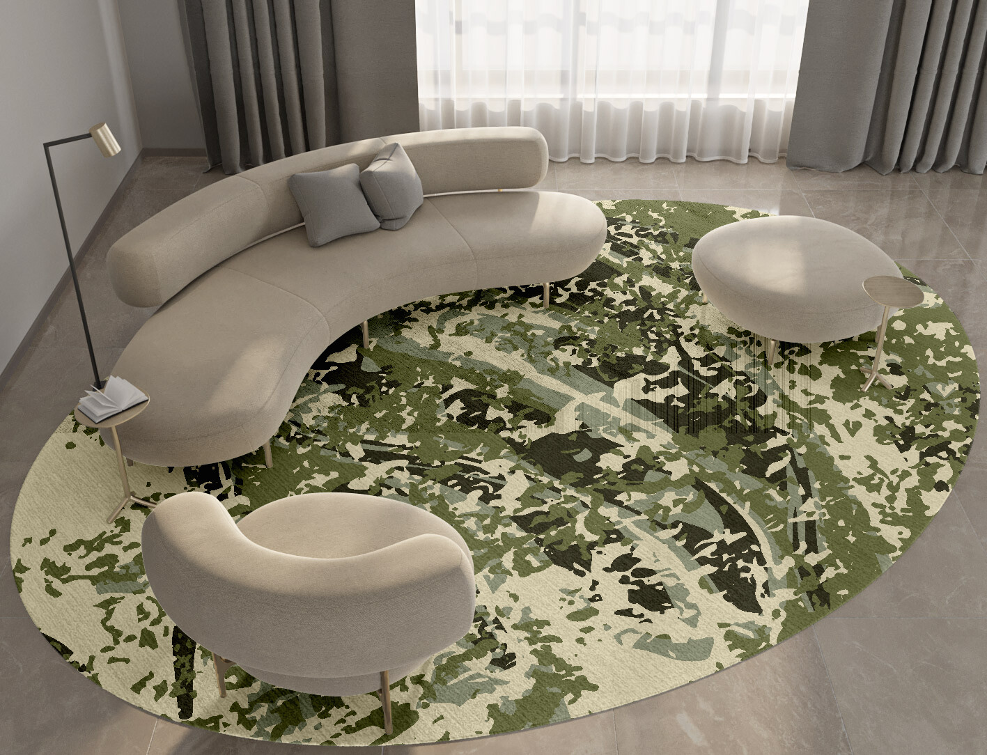 Frenzy Surface Art Oval Hand Knotted Bamboo Silk Custom Rug by Rug Artisan