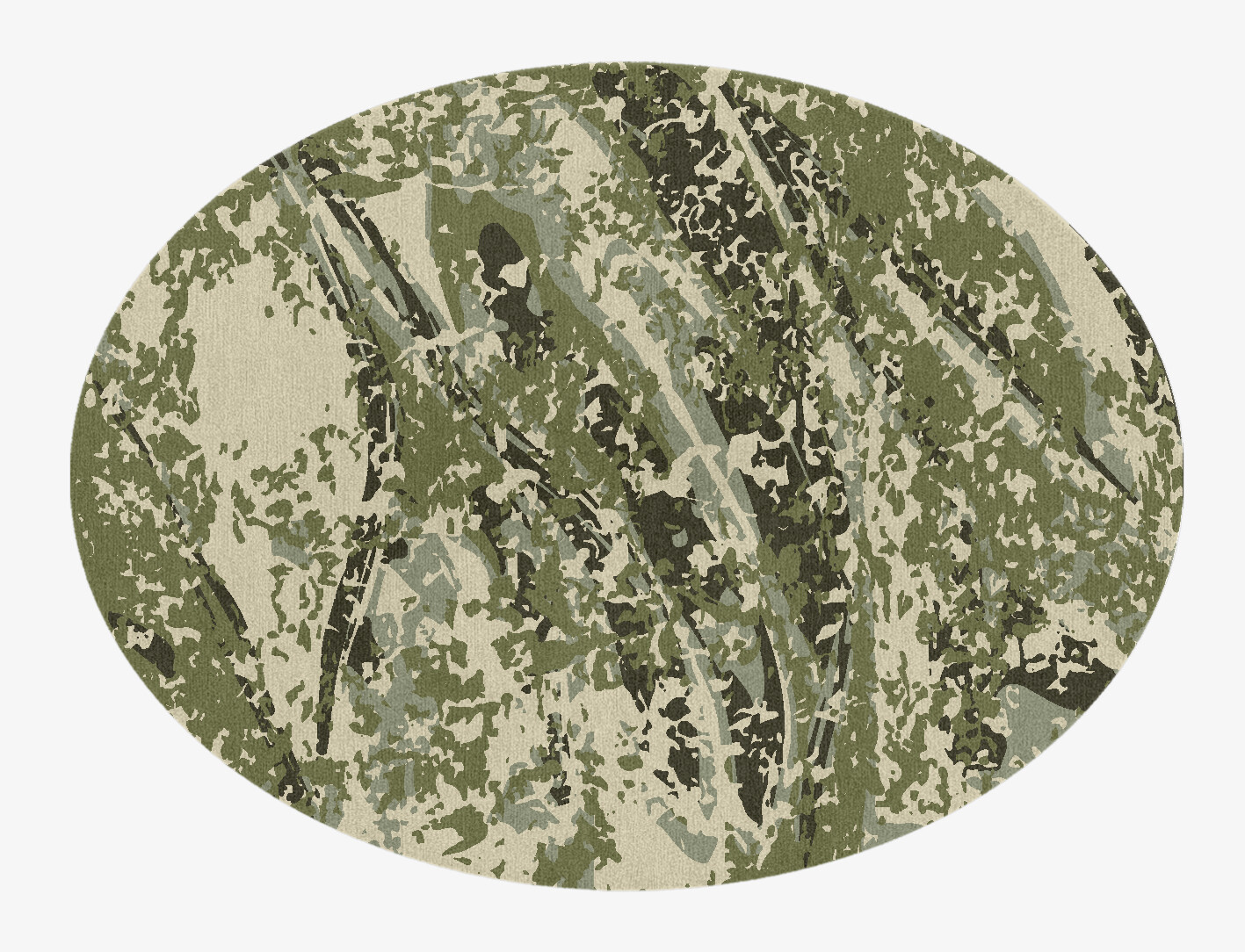Frenzy Surface Art Oval Hand Knotted Tibetan Wool Custom Rug by Rug Artisan
