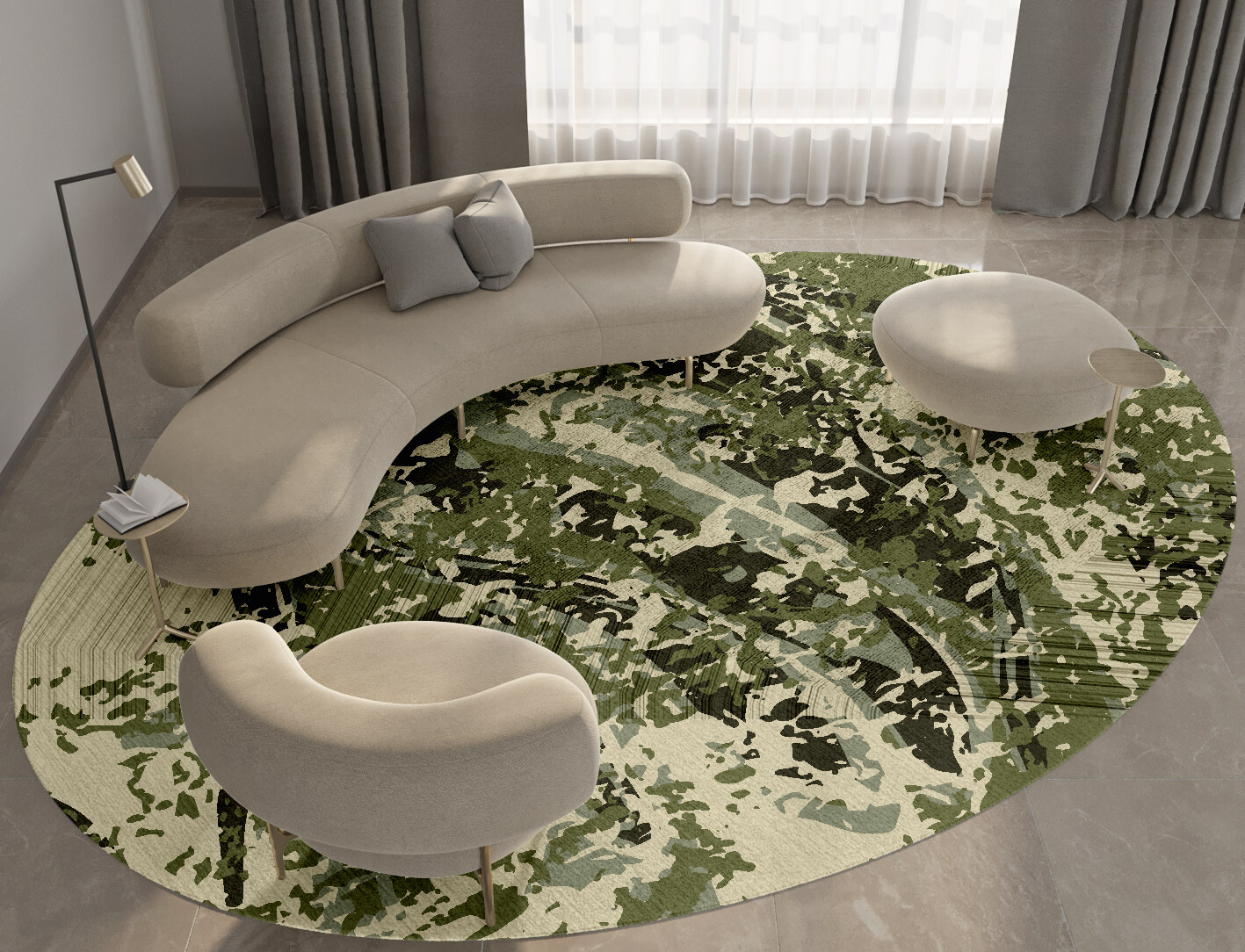 Frenzy Surface Art Oval Hand Tufted Bamboo Silk Custom Rug by Rug Artisan
