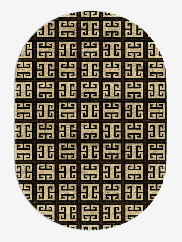 Fret Geometric Capsule Hand Knotted Bamboo Silk Custom Rug by Rug Artisan