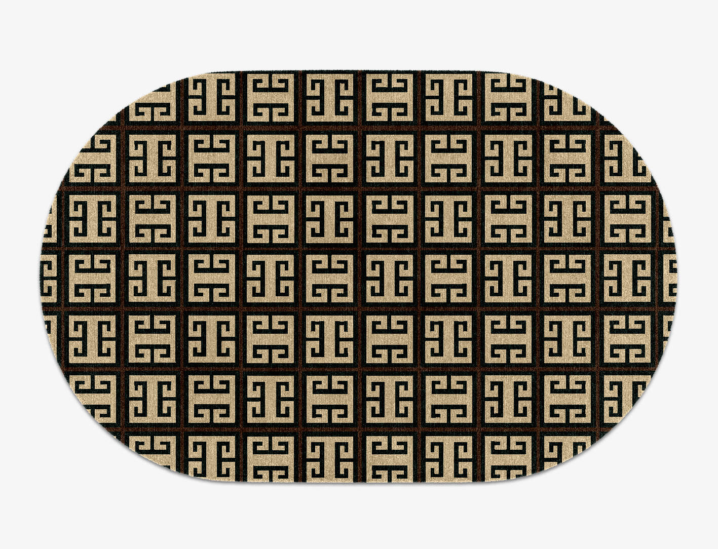 Fret Geometric Capsule Hand Knotted Tibetan Wool Custom Rug by Rug Artisan