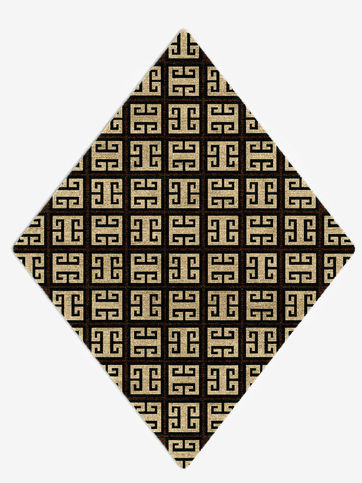 Fret Geometric Diamond Hand Knotted Bamboo Silk Custom Rug by Rug Artisan