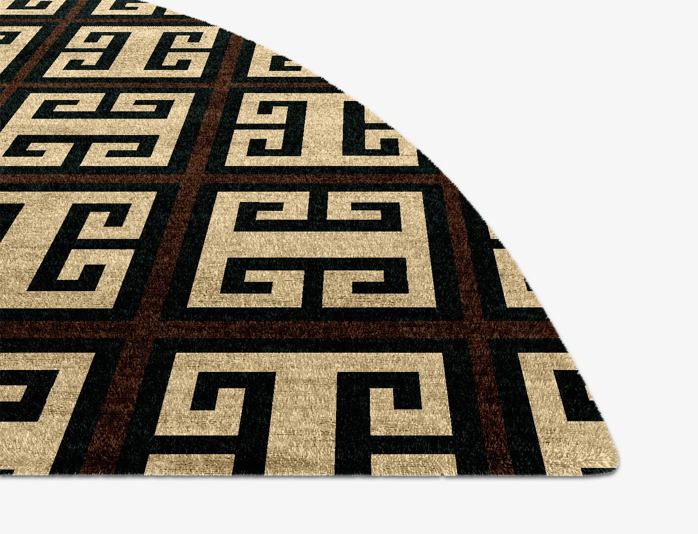 Fret Geometric Halfmoon Hand Knotted Bamboo Silk Custom Rug by Rug Artisan