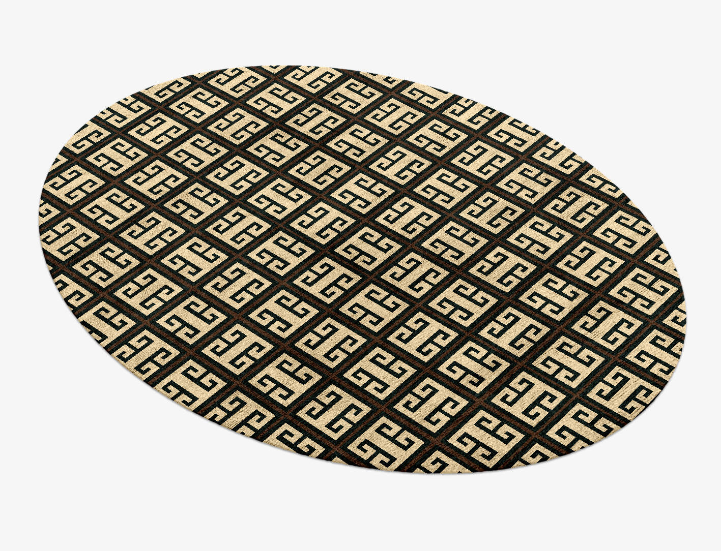 Fret Geometric Oval Hand Knotted Bamboo Silk Custom Rug by Rug Artisan