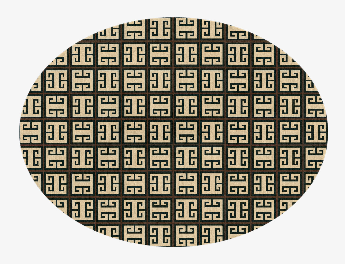 Fret Geometric Oval Hand Knotted Tibetan Wool Custom Rug by Rug Artisan
