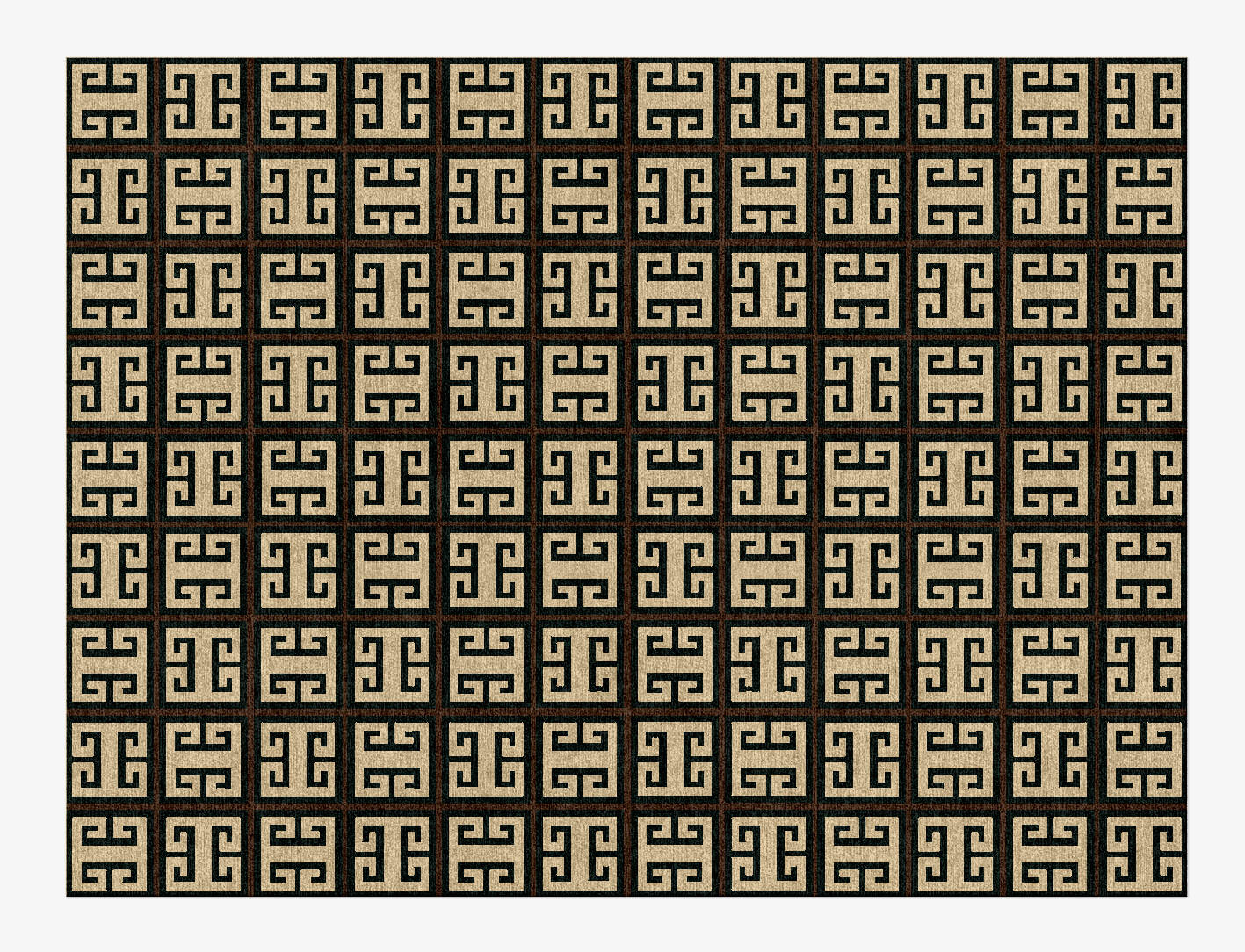 Fret Geometric Rectangle Hand Knotted Tibetan Wool Custom Rug by Rug Artisan