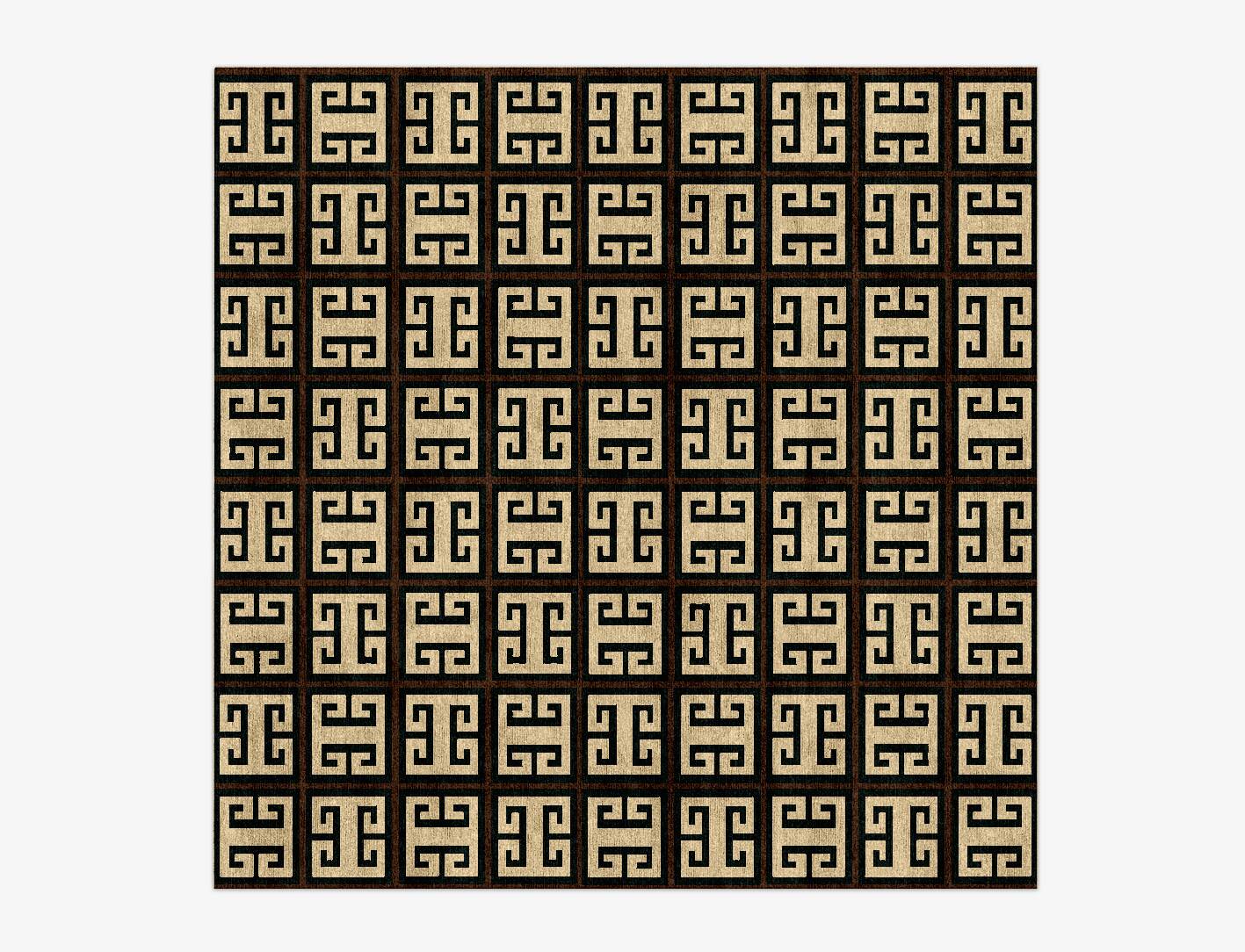 Fret Geometric Square Hand Knotted Bamboo Silk Custom Rug by Rug Artisan