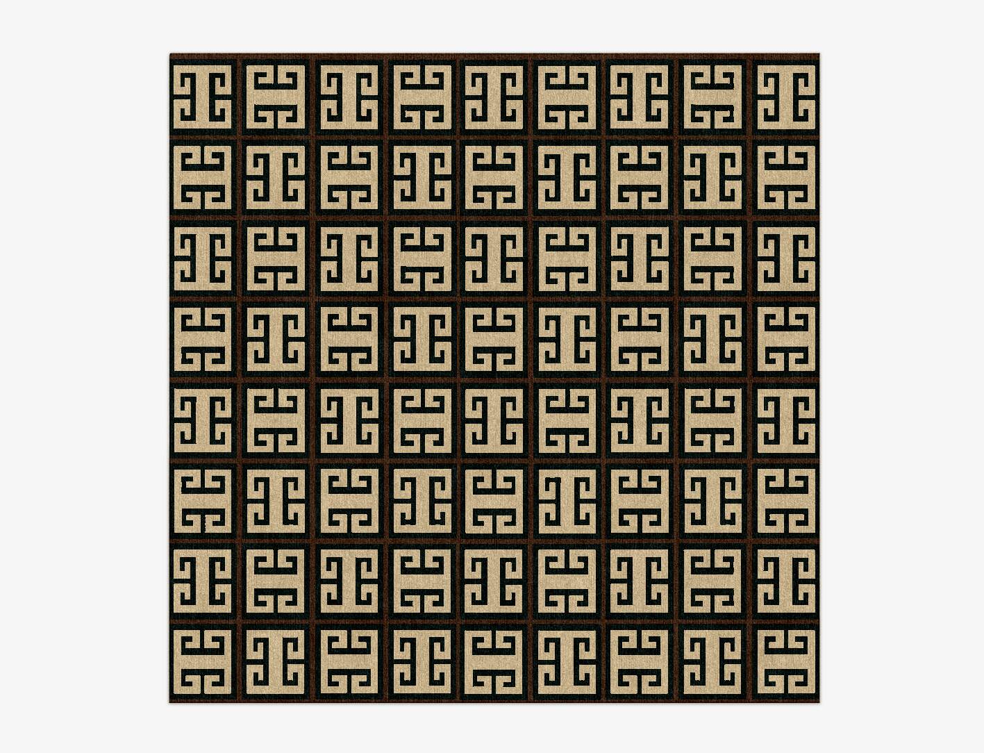 Fret Geometric Square Hand Knotted Tibetan Wool Custom Rug by Rug Artisan