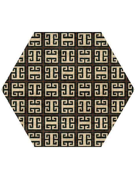 Fret Geometric Hexagon Hand Tufted Bamboo Silk Custom Rug by Rug Artisan