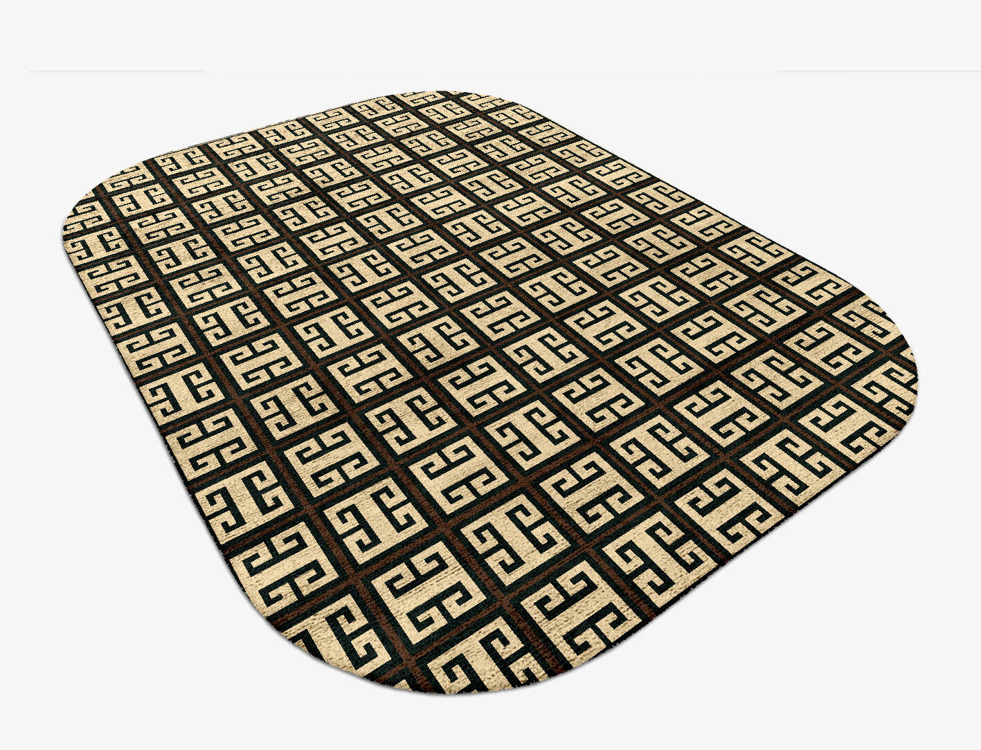 Fret Geometric Oblong Hand Tufted Bamboo Silk Custom Rug by Rug Artisan