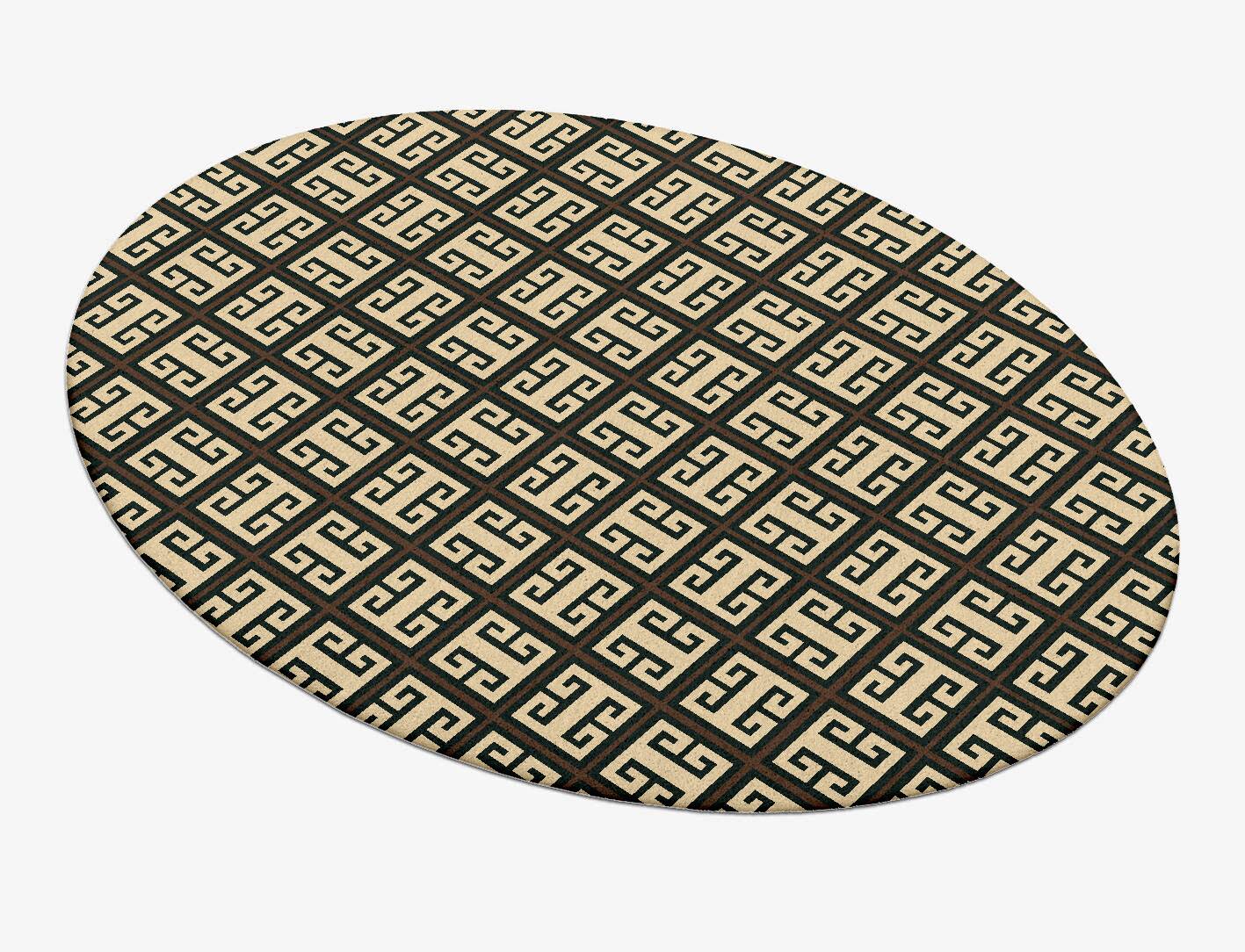Fret Geometric Oval Hand Tufted Pure Wool Custom Rug by Rug Artisan