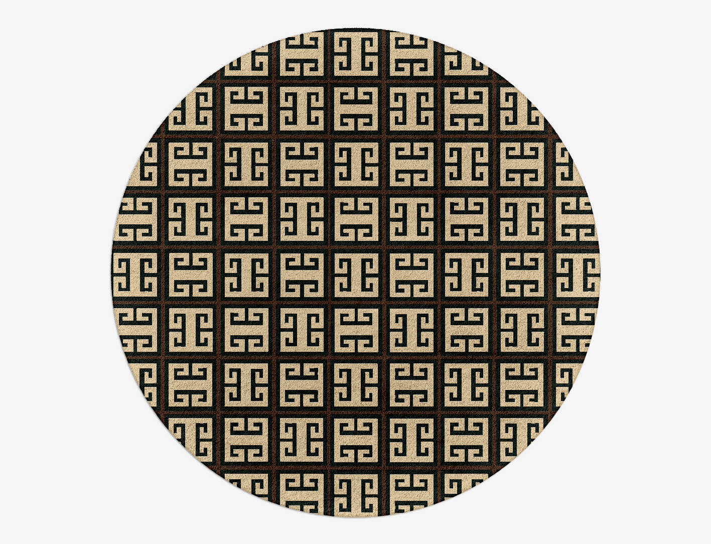 Fret Geometric Round Hand Tufted Pure Wool Custom Rug by Rug Artisan