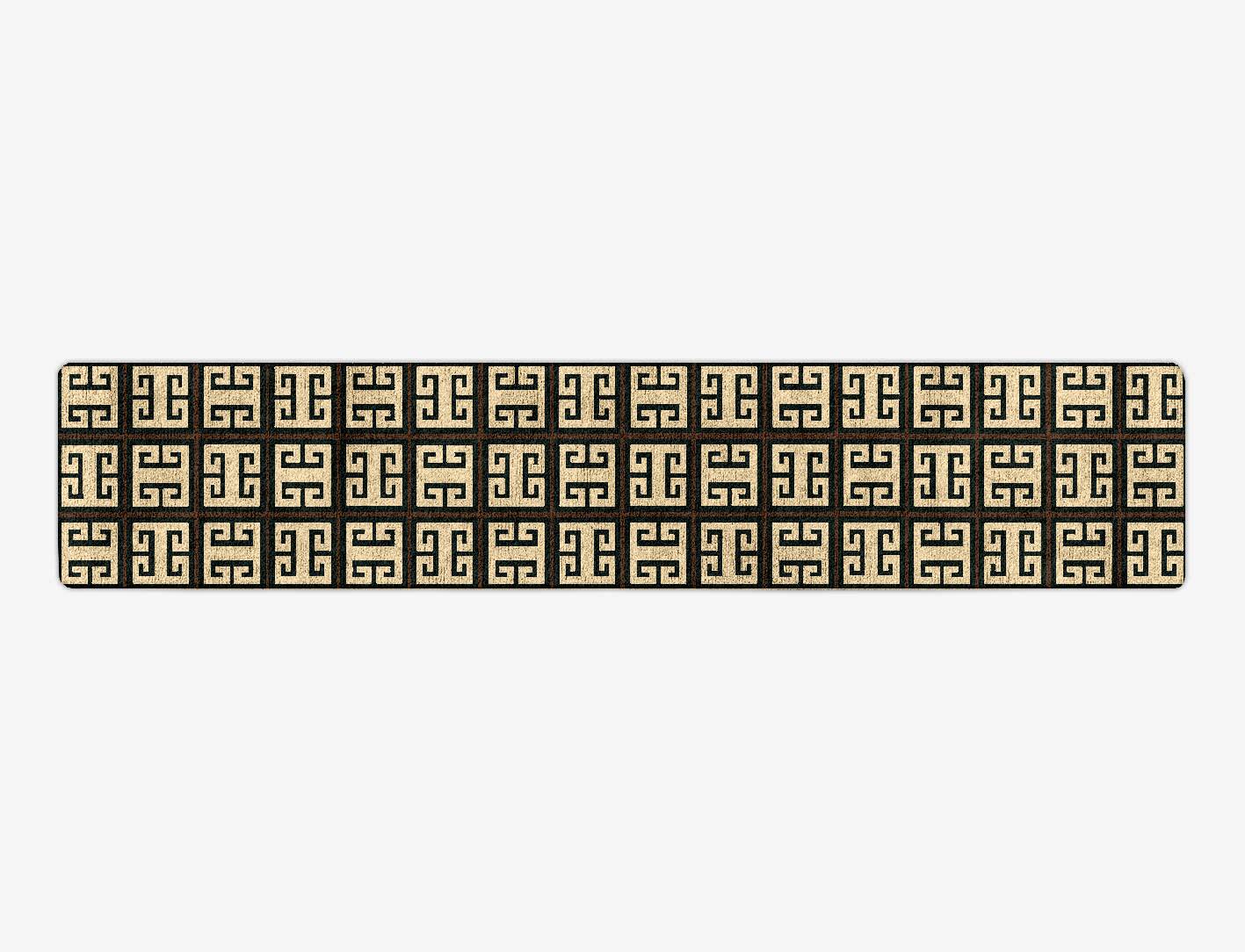 Fret Geometric Runner Hand Tufted Bamboo Silk Custom Rug by Rug Artisan