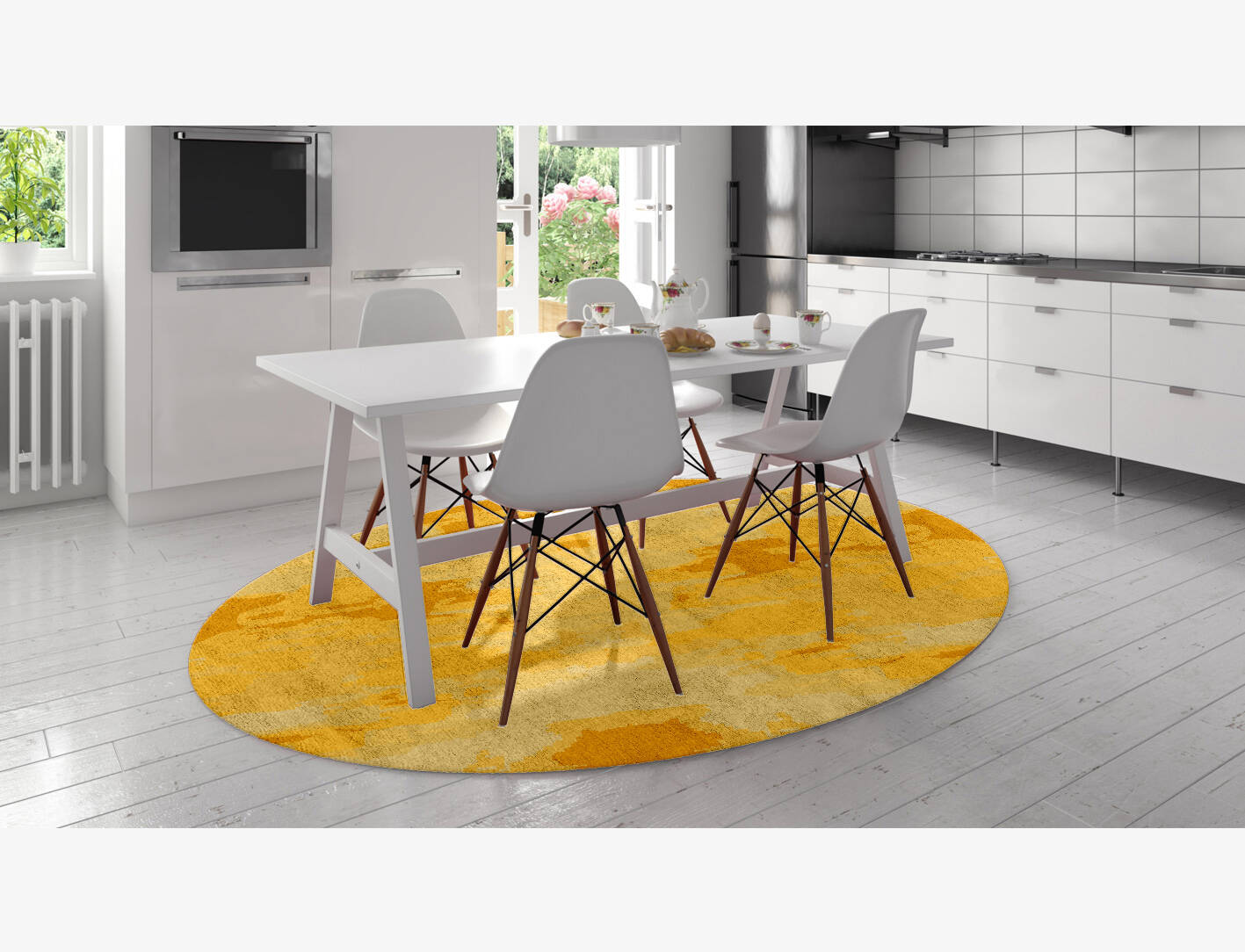 Freya Gradation Oval Hand Knotted Bamboo Silk Custom Rug by Rug Artisan