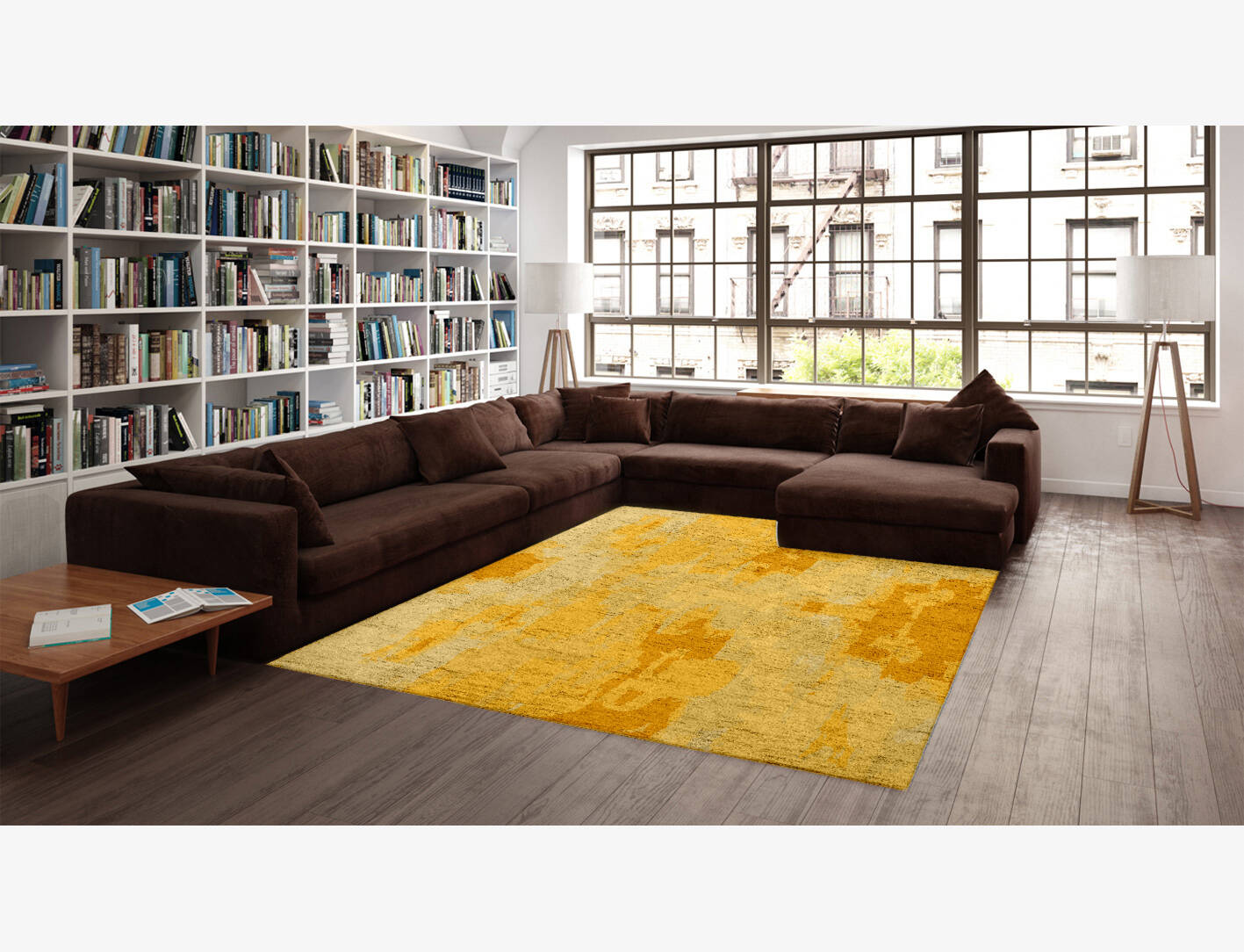 Freya Gradation Rectangle Hand Knotted Bamboo Silk Custom Rug by Rug Artisan