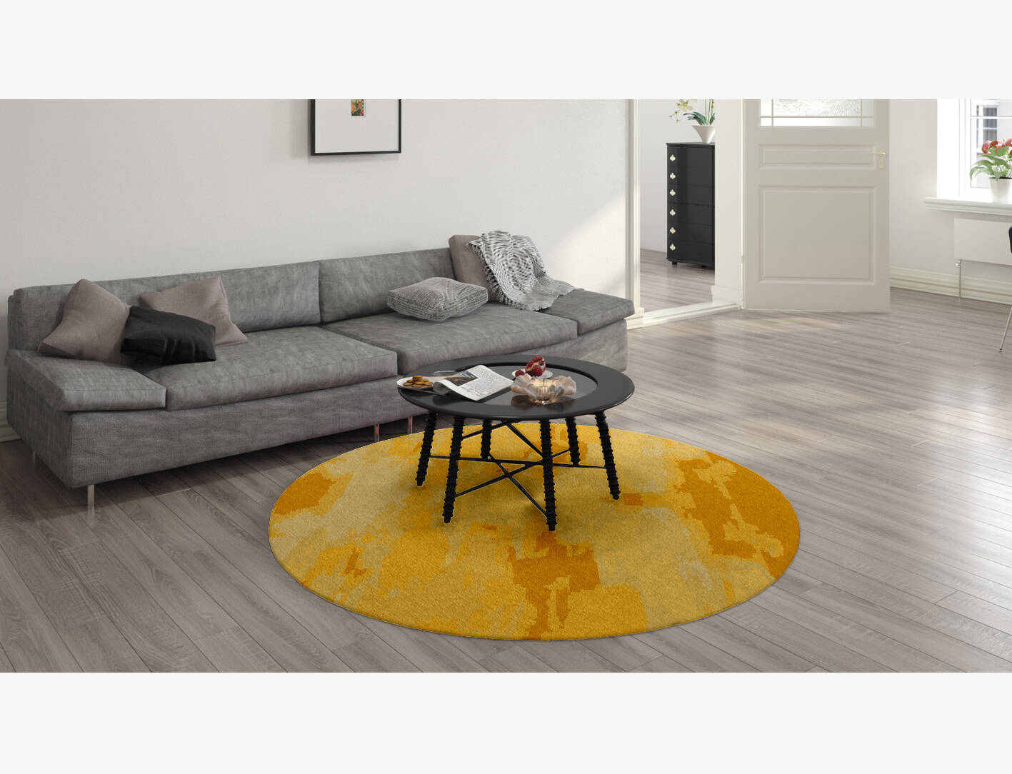 Freya Gradation Round Hand Knotted Tibetan Wool Custom Rug by Rug Artisan