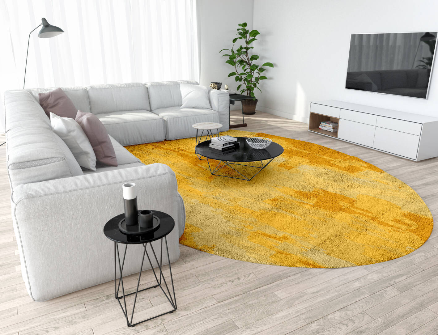 Freya Gradation Oval Hand Tufted Bamboo Silk Custom Rug by Rug Artisan