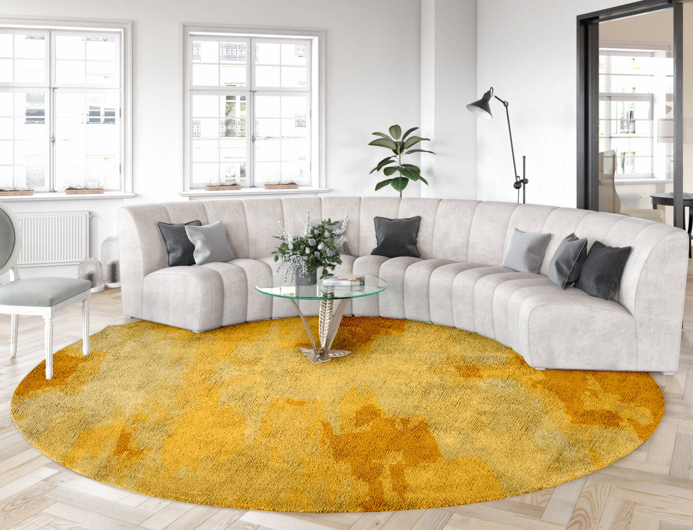 Freya Gradation Round Hand Tufted Bamboo Silk Custom Rug by Rug Artisan