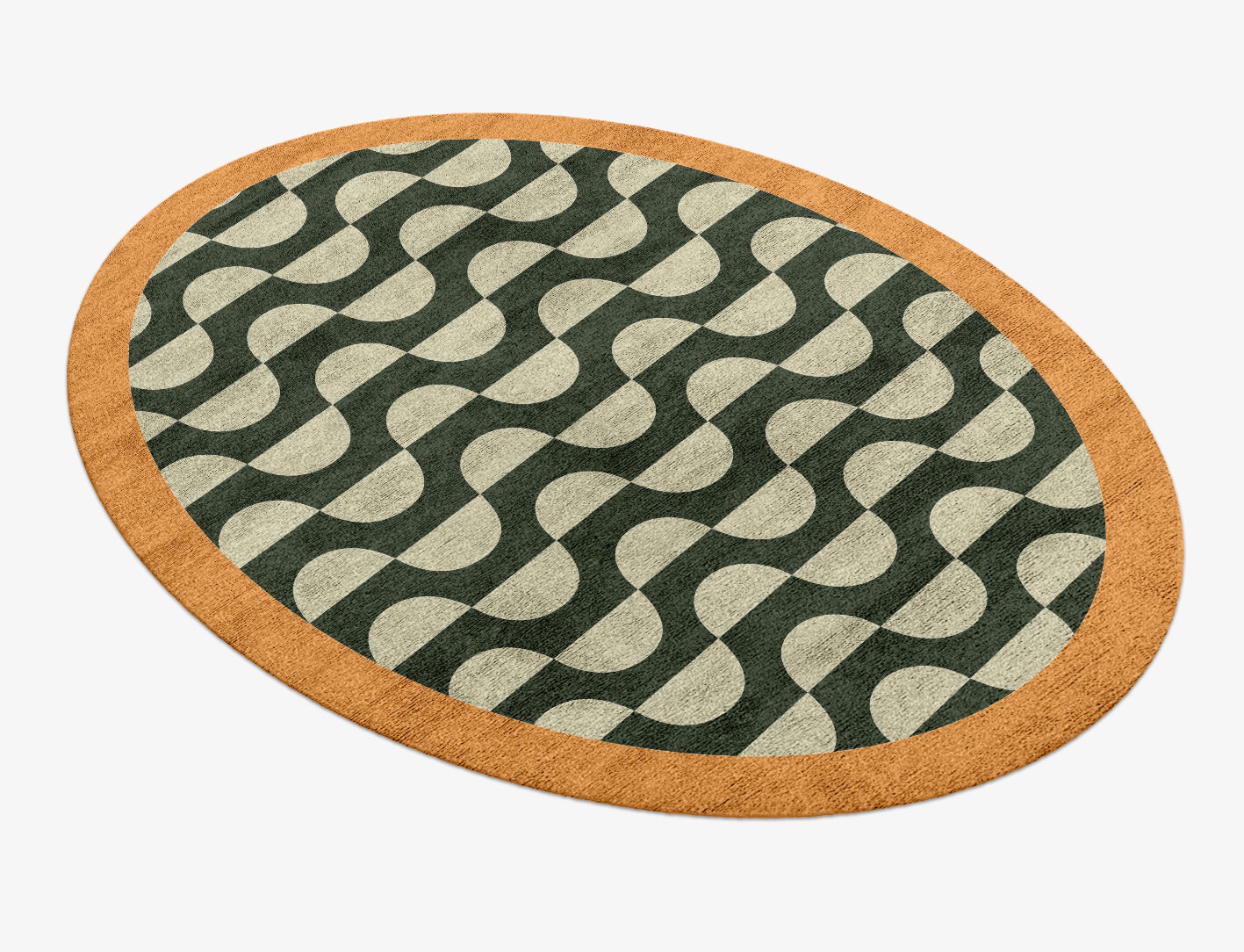 Frizzle Geometric Oval Hand Knotted Bamboo Silk Custom Rug by Rug Artisan