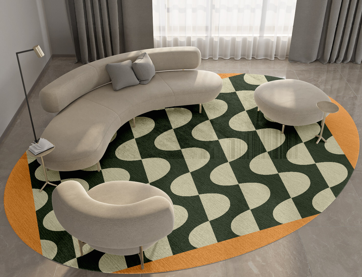 Frizzle Geometric Oval Hand Knotted Bamboo Silk Custom Rug by Rug Artisan