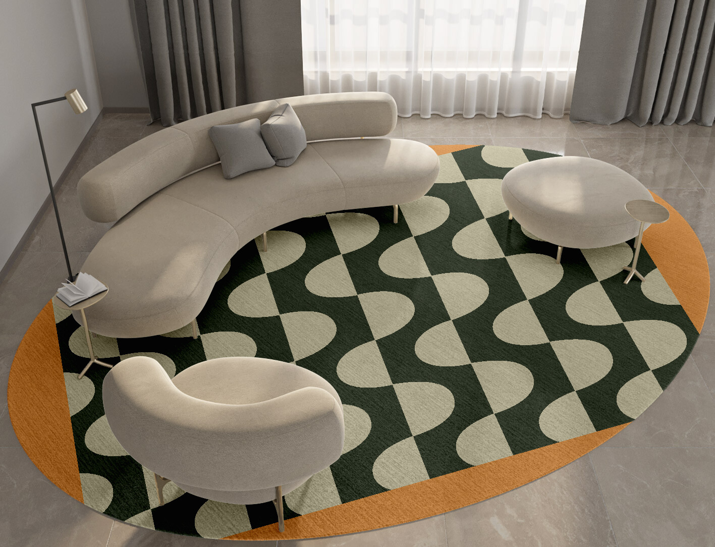Frizzle Geometric Oval Hand Knotted Tibetan Wool Custom Rug by Rug Artisan