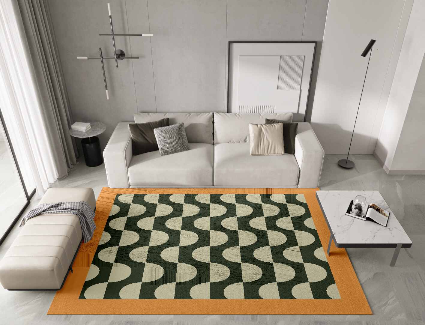 Frizzle Geometric Rectangle Hand Knotted Bamboo Silk Custom Rug by Rug Artisan