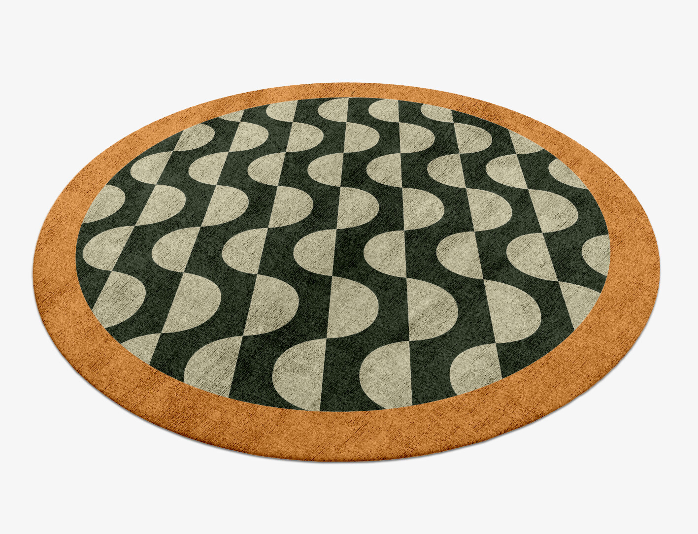 Frizzle Geometric Round Hand Knotted Bamboo Silk Custom Rug by Rug Artisan