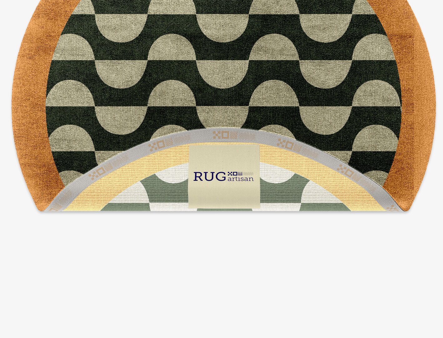 Frizzle Geometric Round Hand Knotted Bamboo Silk Custom Rug by Rug Artisan