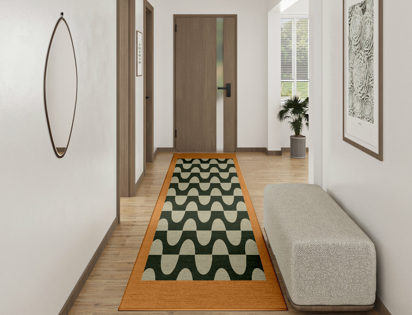 Frizzle Geometric Runner Hand Knotted Tibetan Wool Custom Rug by Rug Artisan