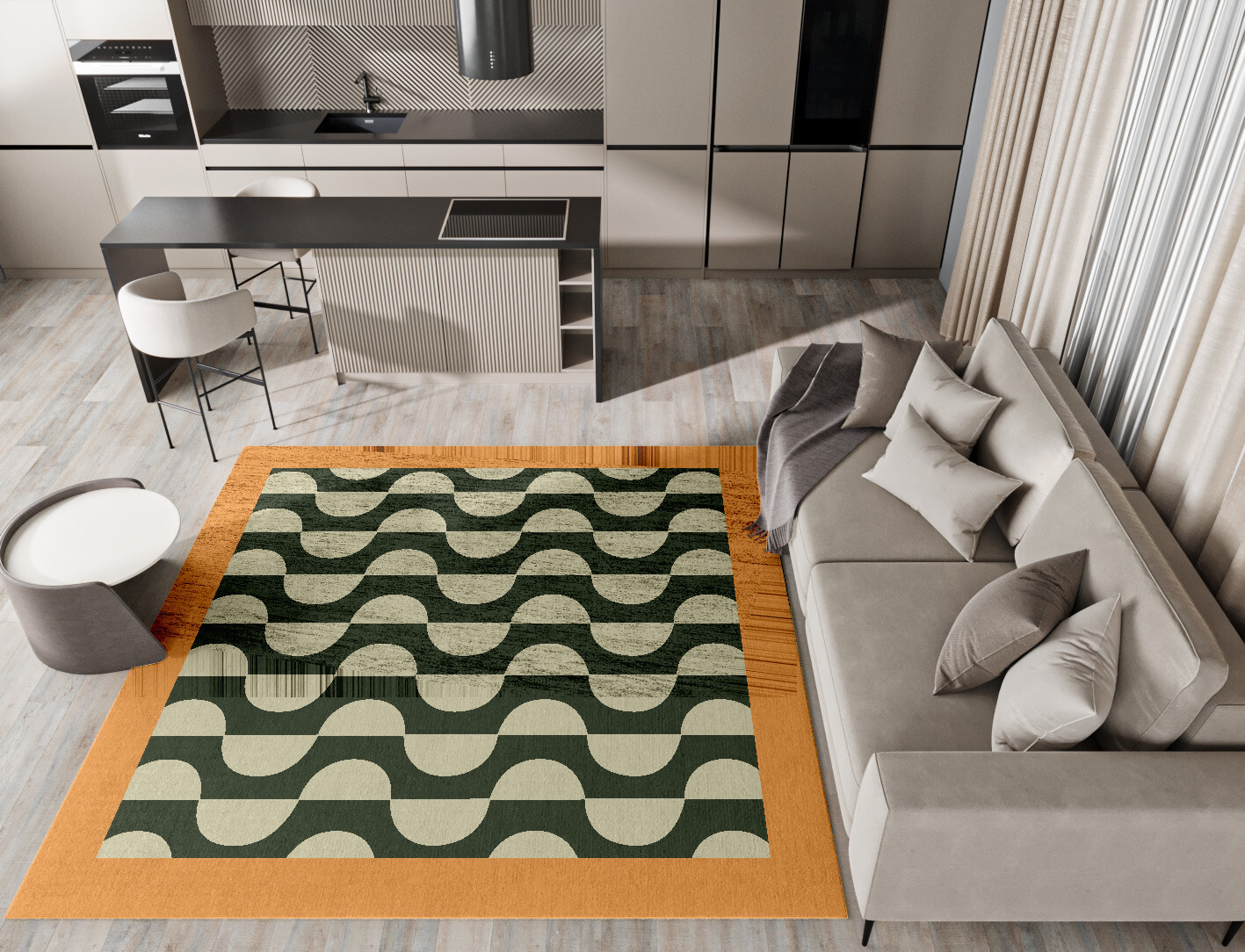 Frizzle Geometric Square Hand Knotted Bamboo Silk Custom Rug by Rug Artisan
