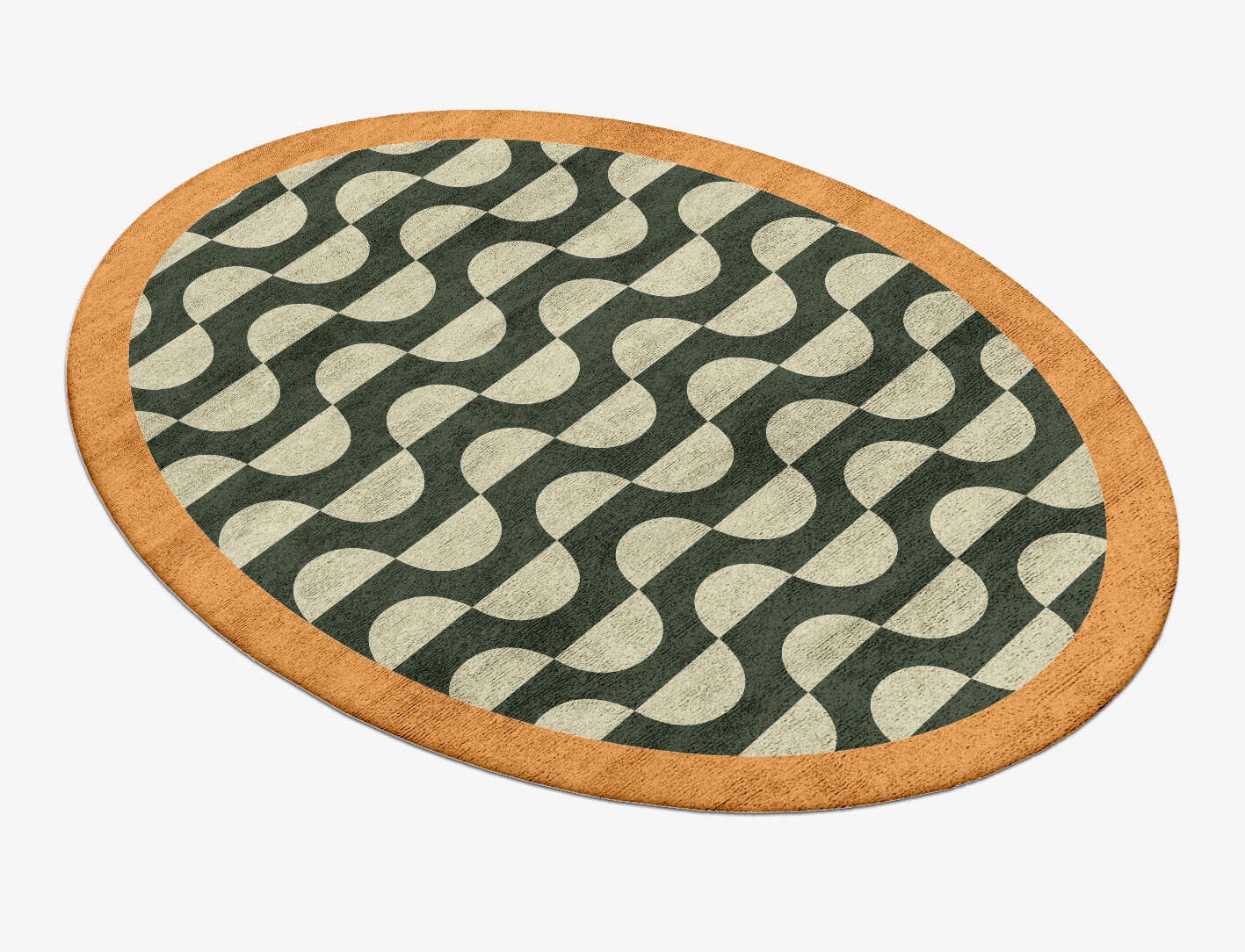 Frizzle Geometric Oval Hand Tufted Bamboo Silk Custom Rug by Rug Artisan