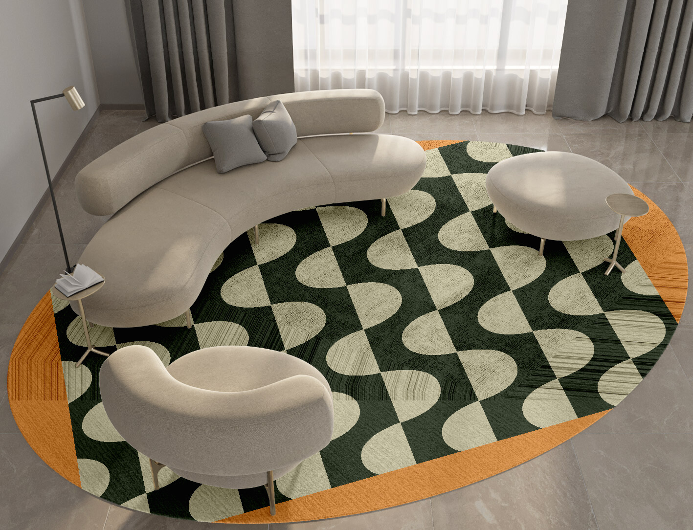 Frizzle Geometric Oval Hand Tufted Bamboo Silk Custom Rug by Rug Artisan