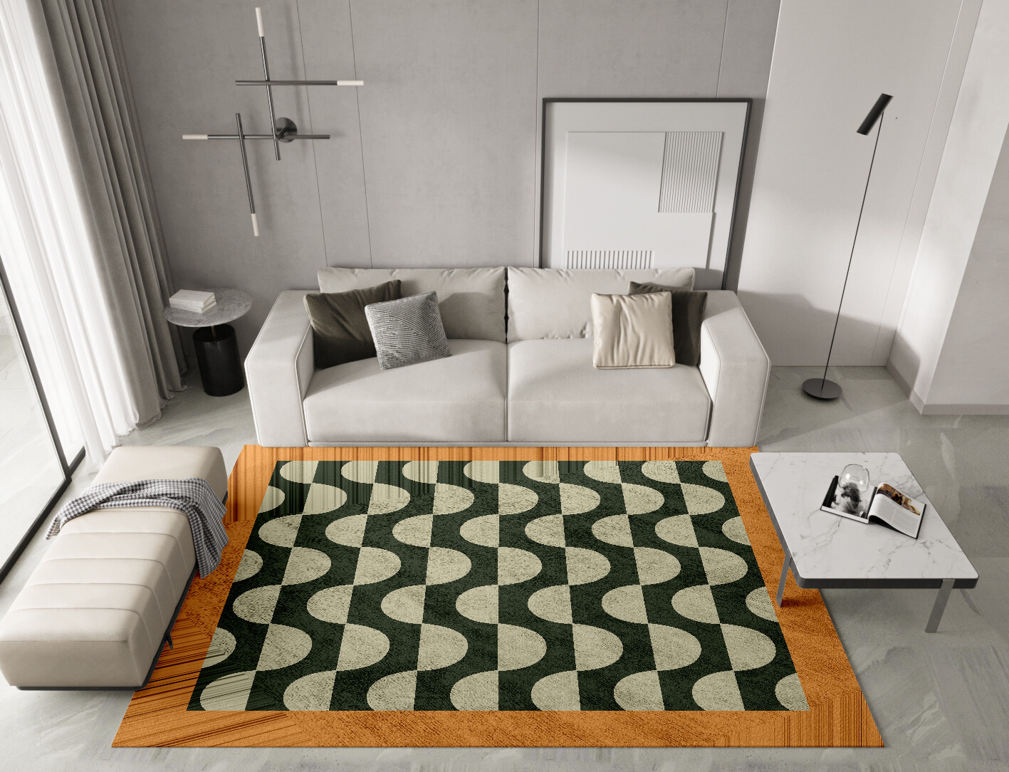 Frizzle Geometric Rectangle Hand Tufted Bamboo Silk Custom Rug by Rug Artisan