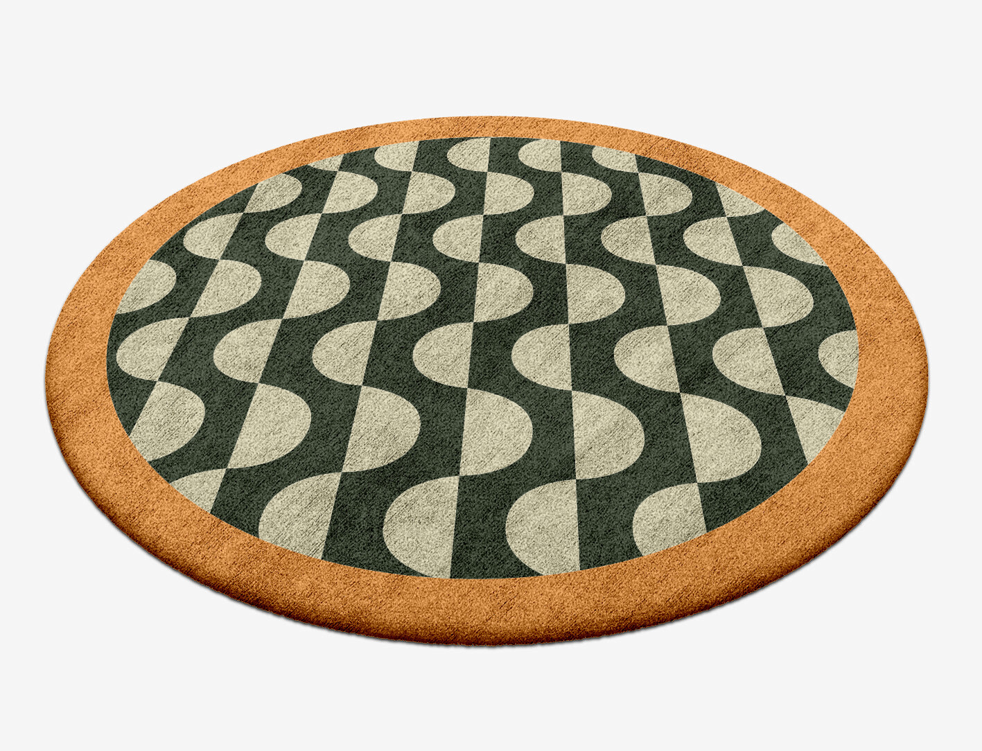 Frizzle Geometric Round Hand Tufted Bamboo Silk Custom Rug by Rug Artisan