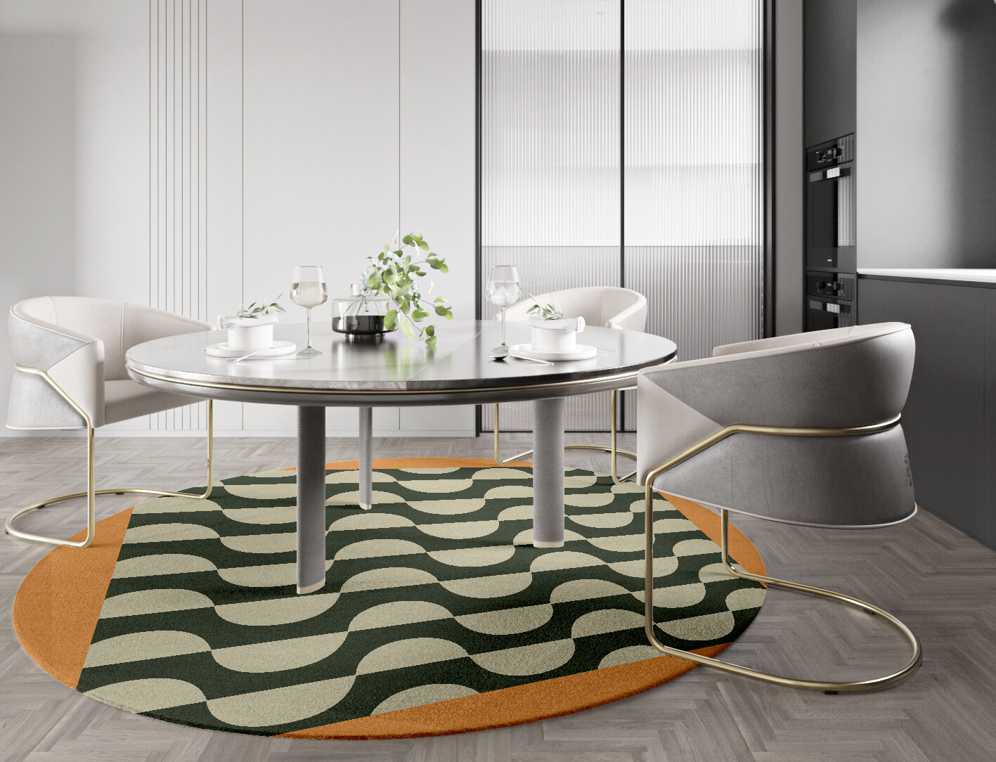 Frizzle Geometric Round Hand Tufted Pure Wool Custom Rug by Rug Artisan