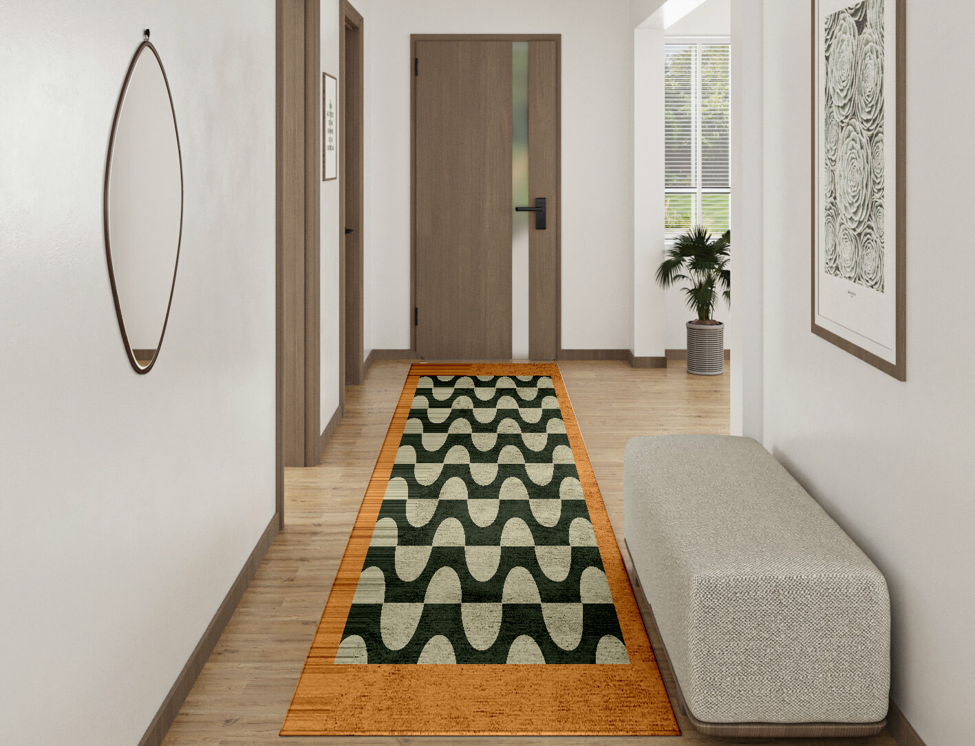 Frizzle Geometric Runner Hand Tufted Bamboo Silk Custom Rug by Rug Artisan