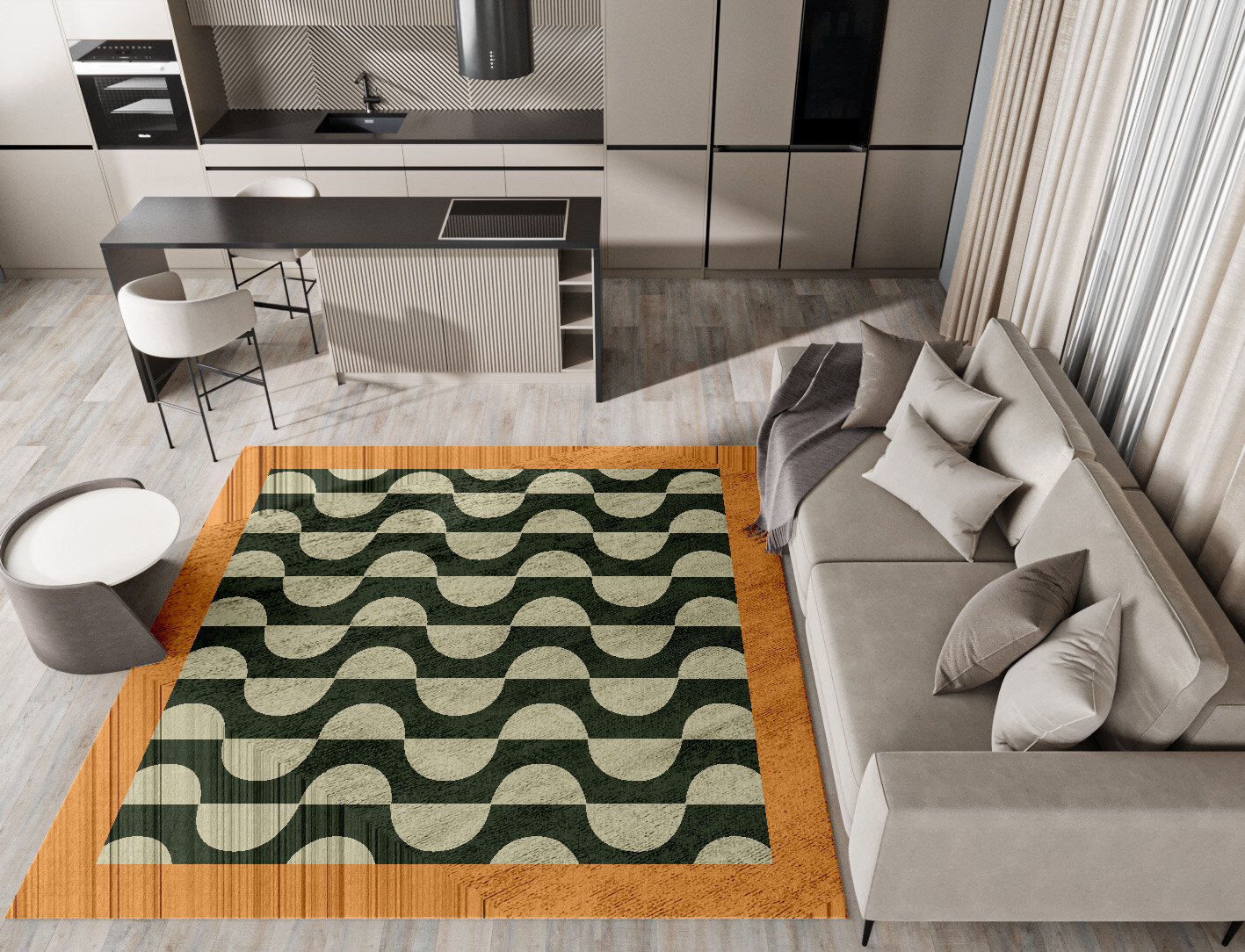 Frizzle Geometric Square Hand Tufted Bamboo Silk Custom Rug by Rug Artisan