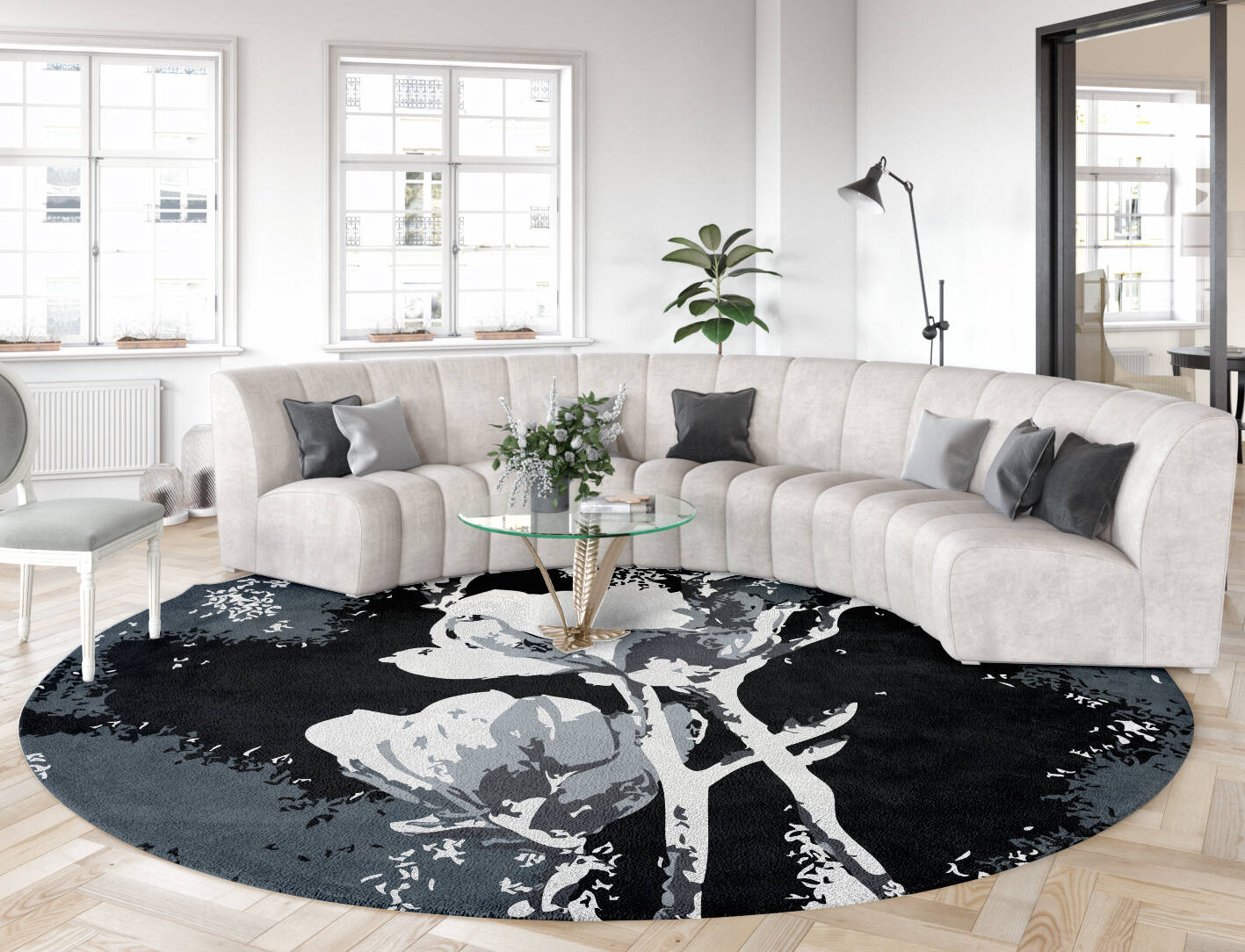 Frosting Monochrome Round Hand Tufted Pure Wool Custom Rug by Rug Artisan