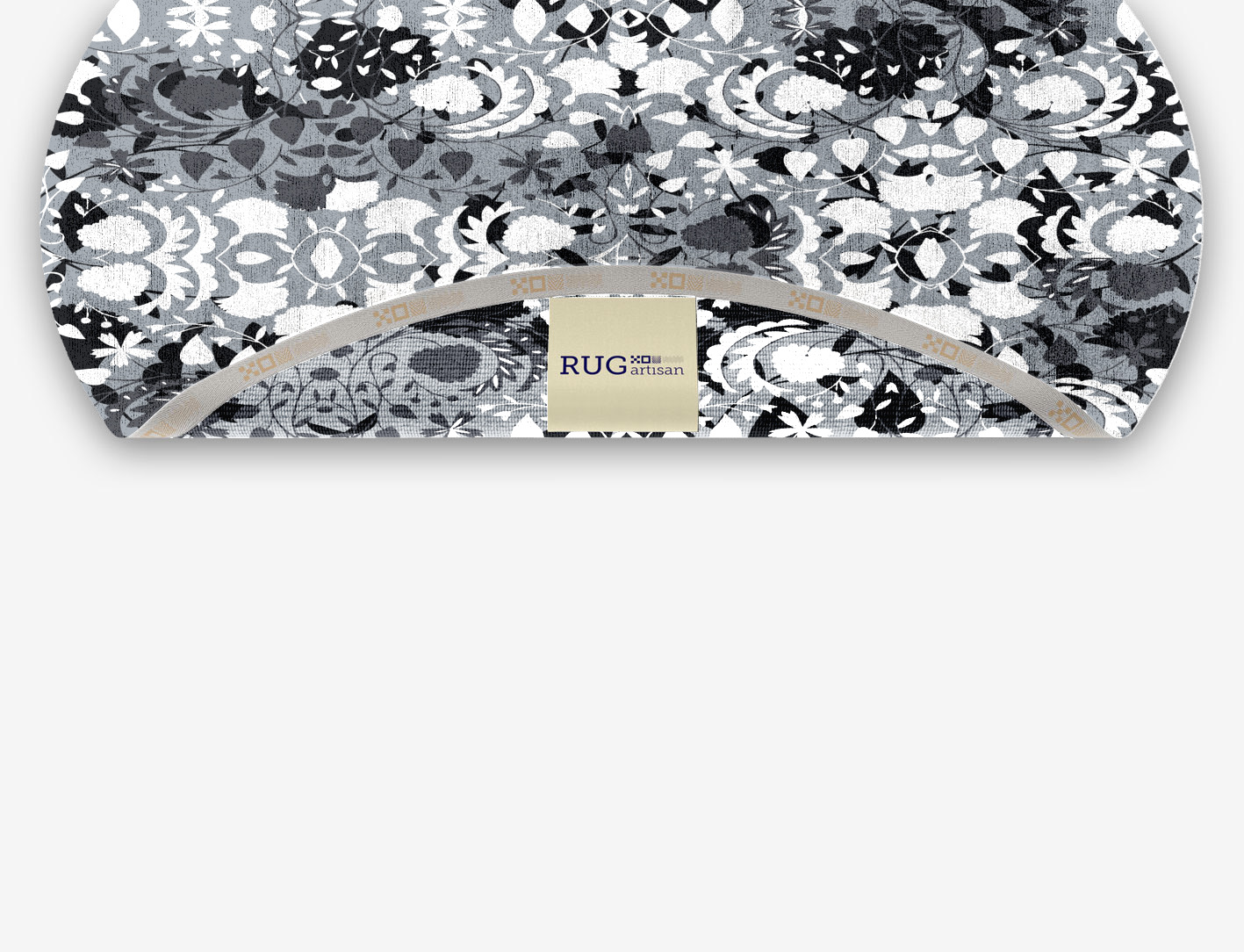 Frosty Sedge Monochrome Oval Hand Knotted Bamboo Silk Custom Rug by Rug Artisan