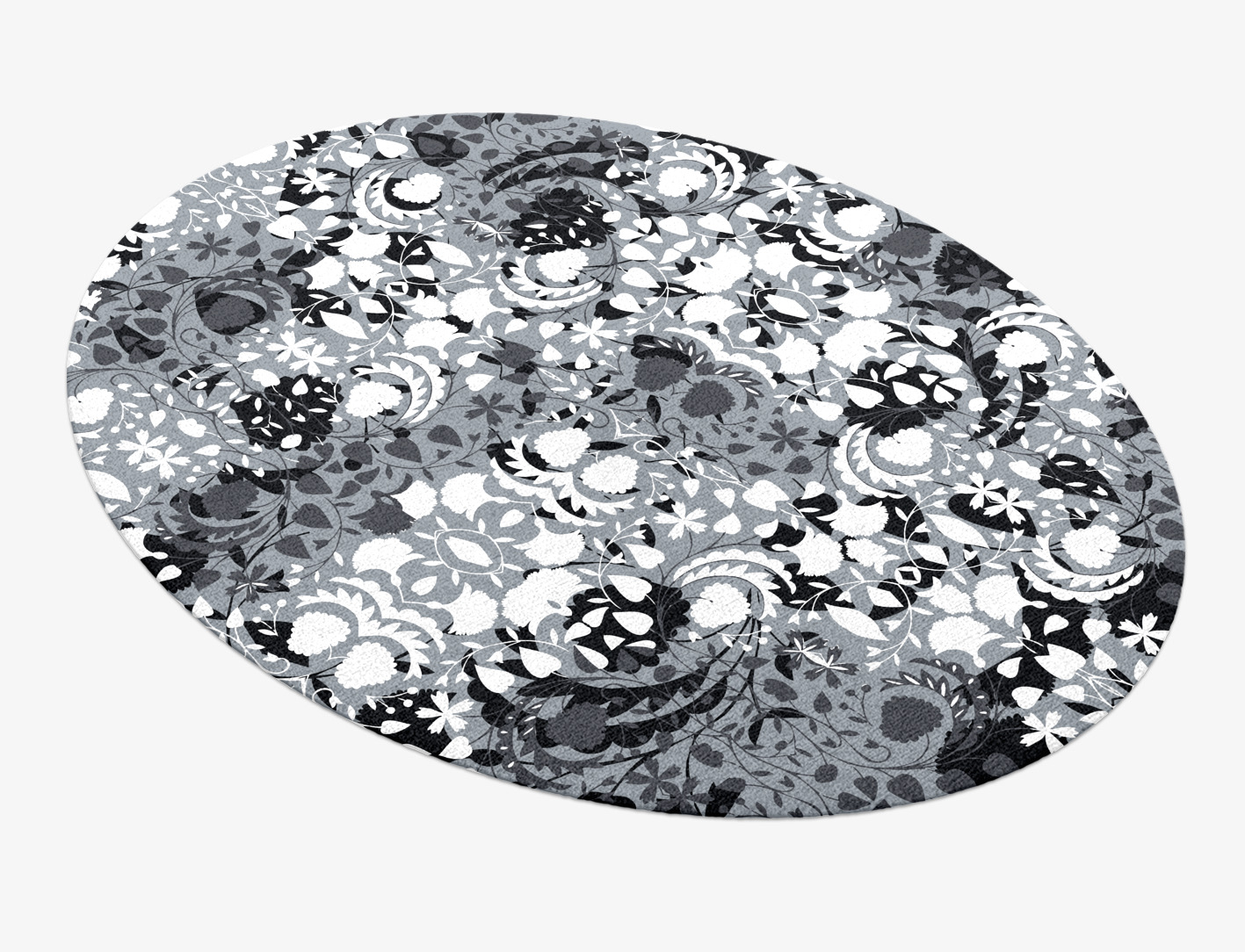 Frosty Sedge Monochrome Oval Hand Knotted Tibetan Wool Custom Rug by Rug Artisan