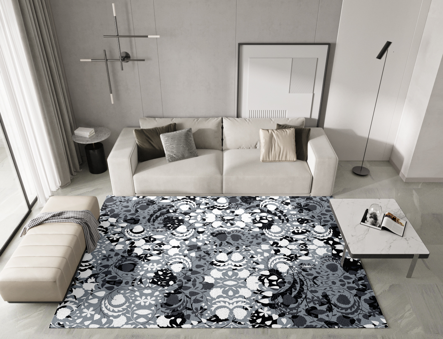 Frosty Sedge Monochrome Rectangle Hand Knotted Tibetan Wool Custom Rug by Rug Artisan