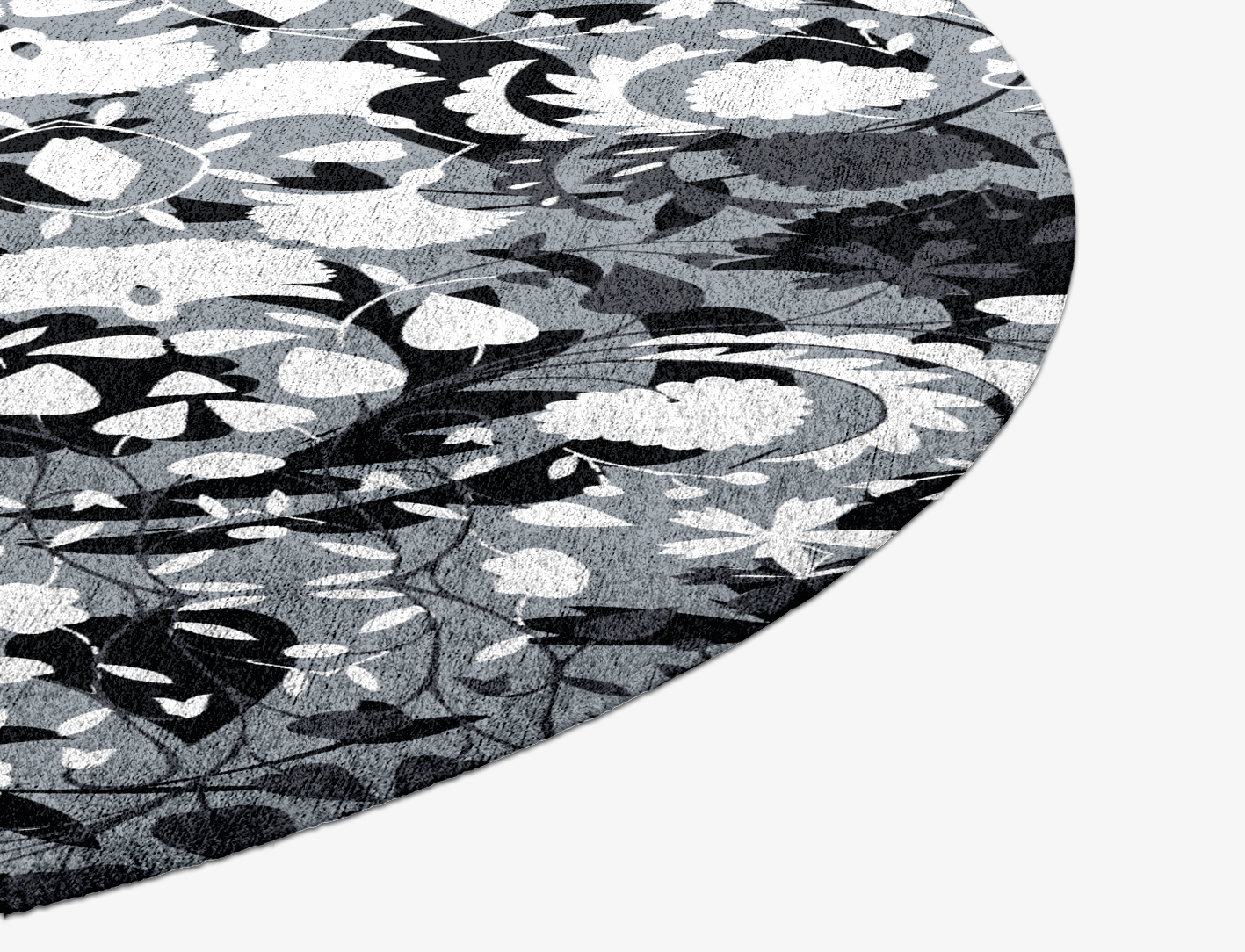 Frosty Sedge Monochrome Round Hand Knotted Bamboo Silk Custom Rug by Rug Artisan