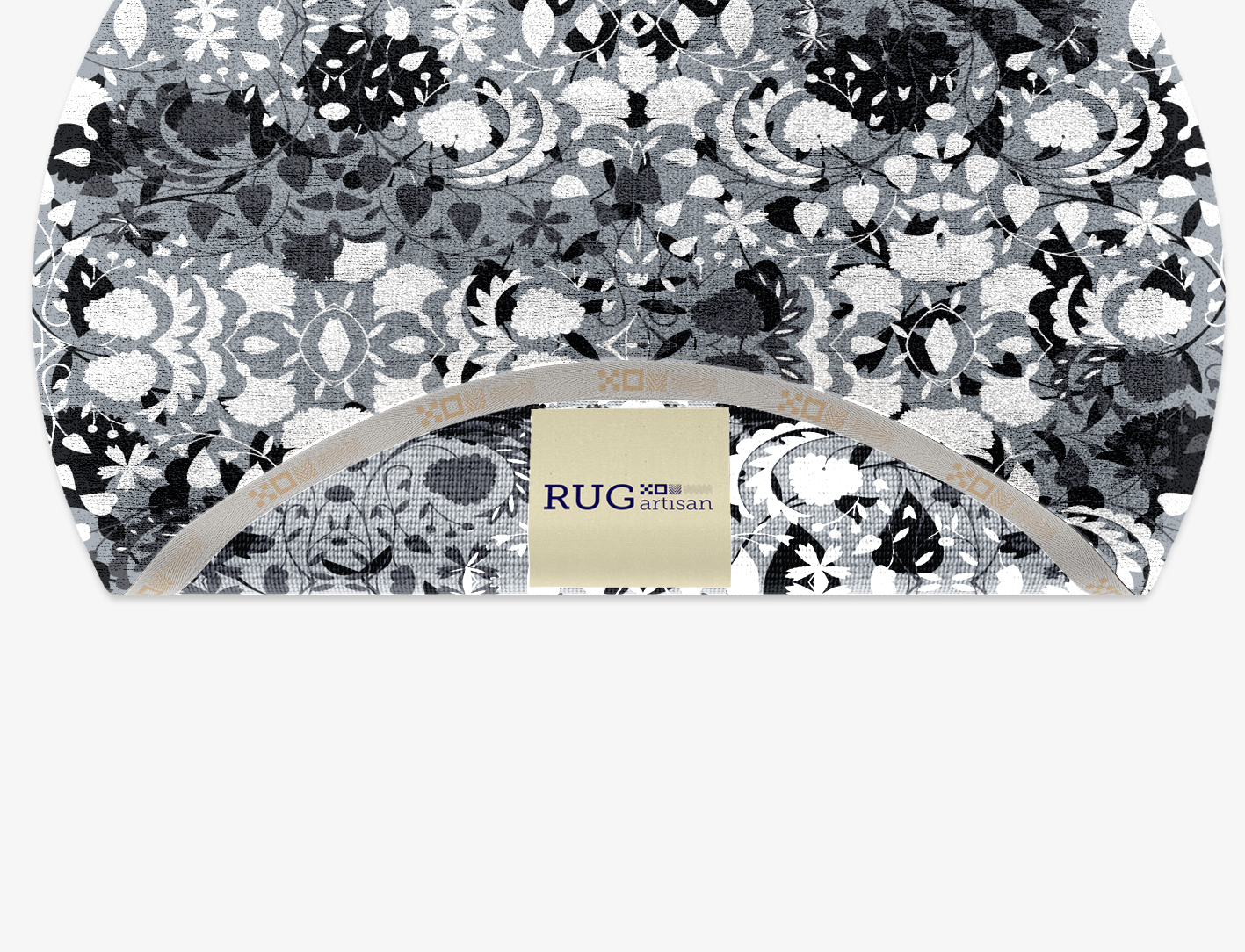 Frosty Sedge Monochrome Round Hand Knotted Bamboo Silk Custom Rug by Rug Artisan