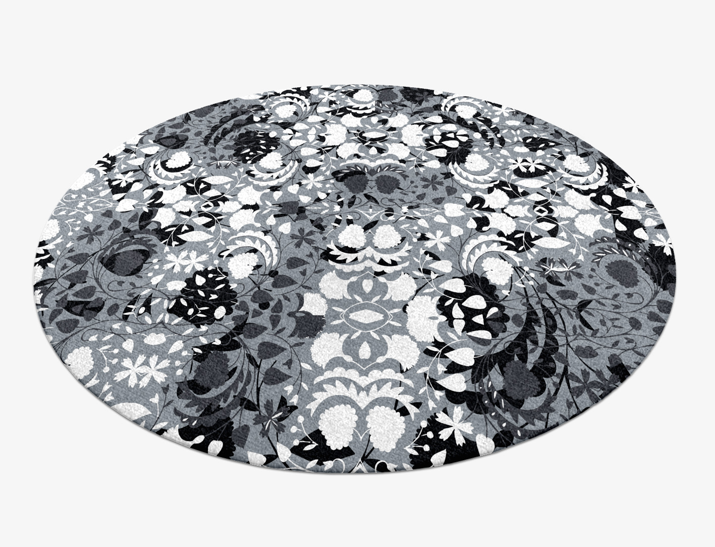 Frosty Sedge Monochrome Round Hand Knotted Tibetan Wool Custom Rug by Rug Artisan