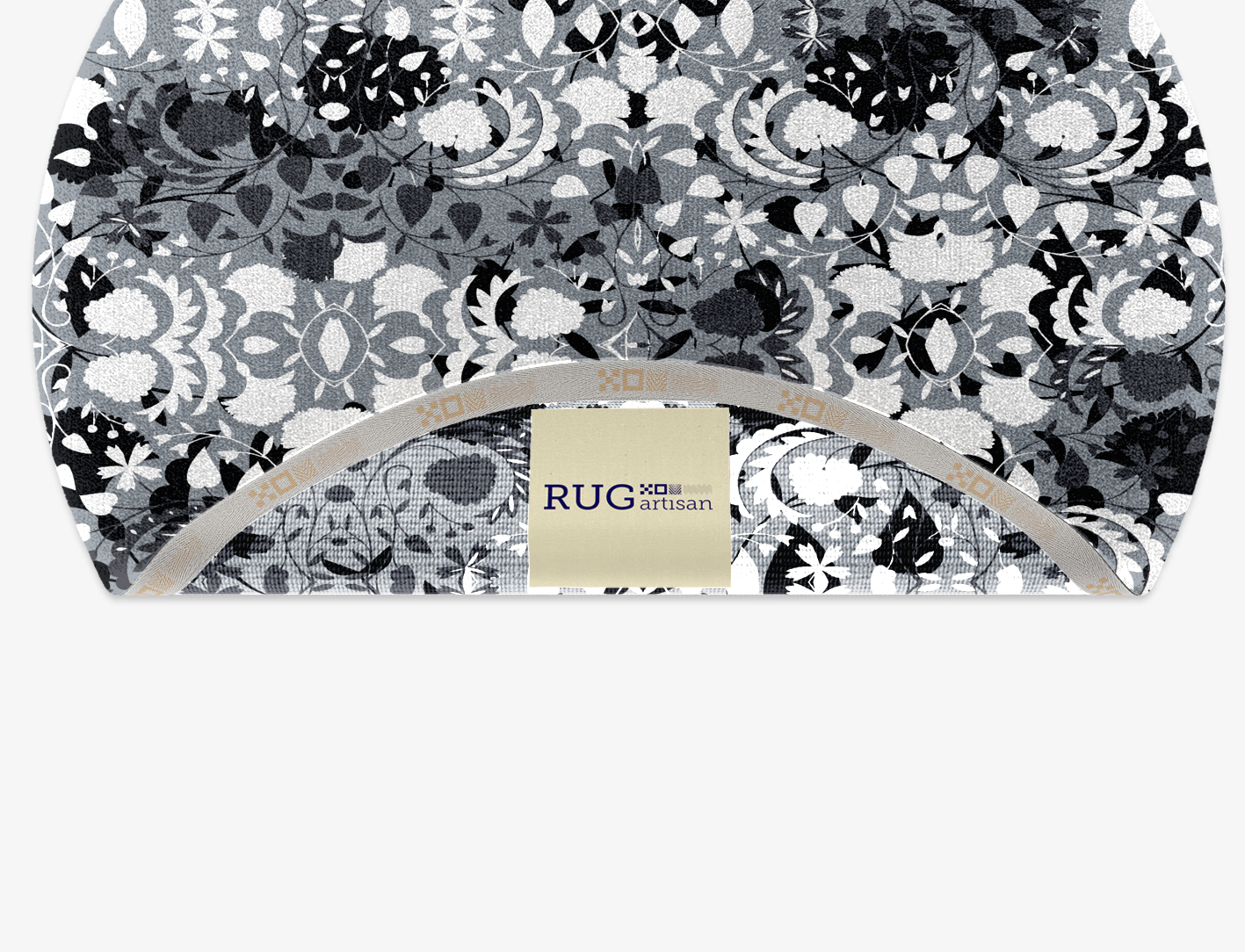 Frosty Sedge Monochrome Round Hand Knotted Tibetan Wool Custom Rug by Rug Artisan