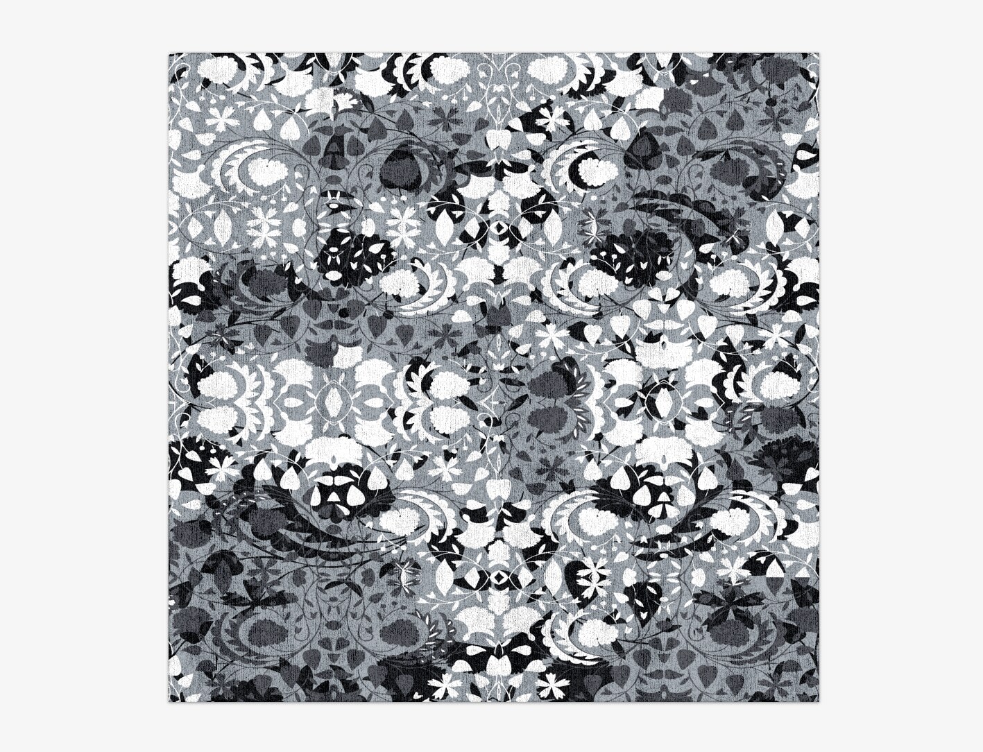Frosty Sedge Monochrome Square Hand Knotted Bamboo Silk Custom Rug by Rug Artisan