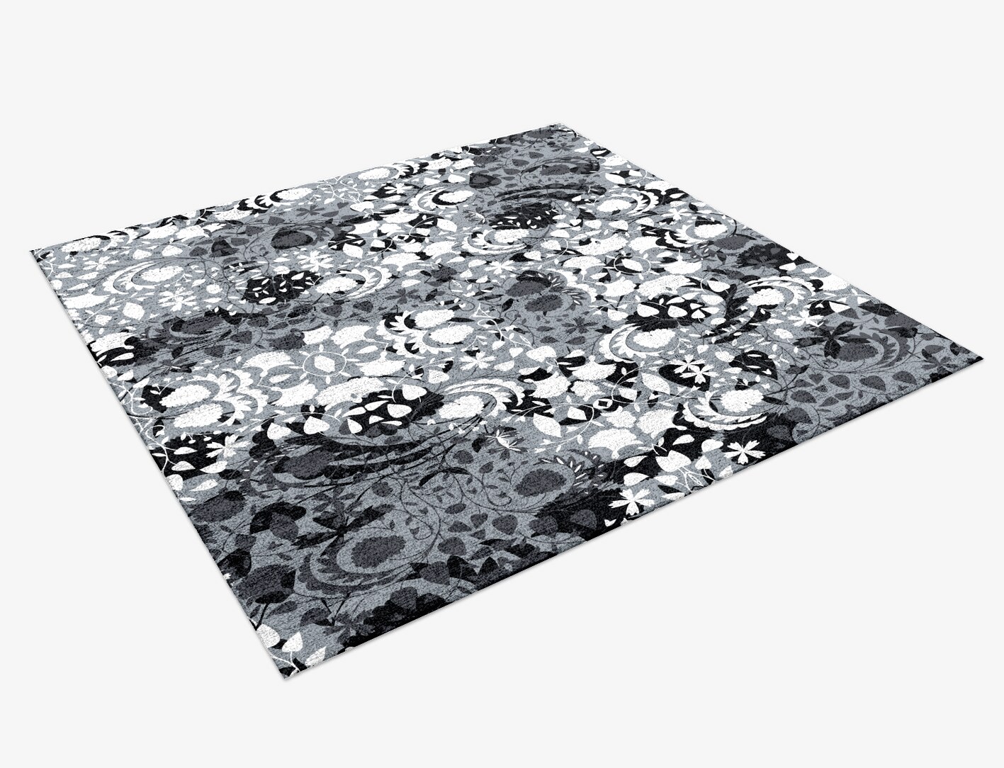 Frosty Sedge Monochrome Square Hand Knotted Bamboo Silk Custom Rug by Rug Artisan