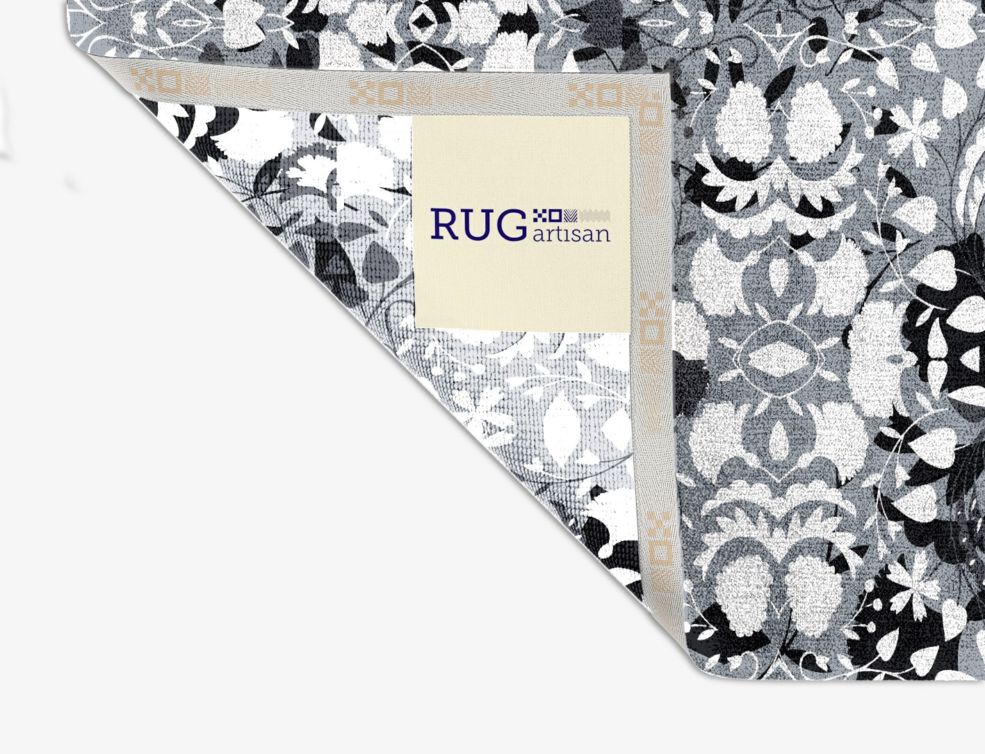 Frosty Sedge Monochrome Square Hand Knotted Bamboo Silk Custom Rug by Rug Artisan